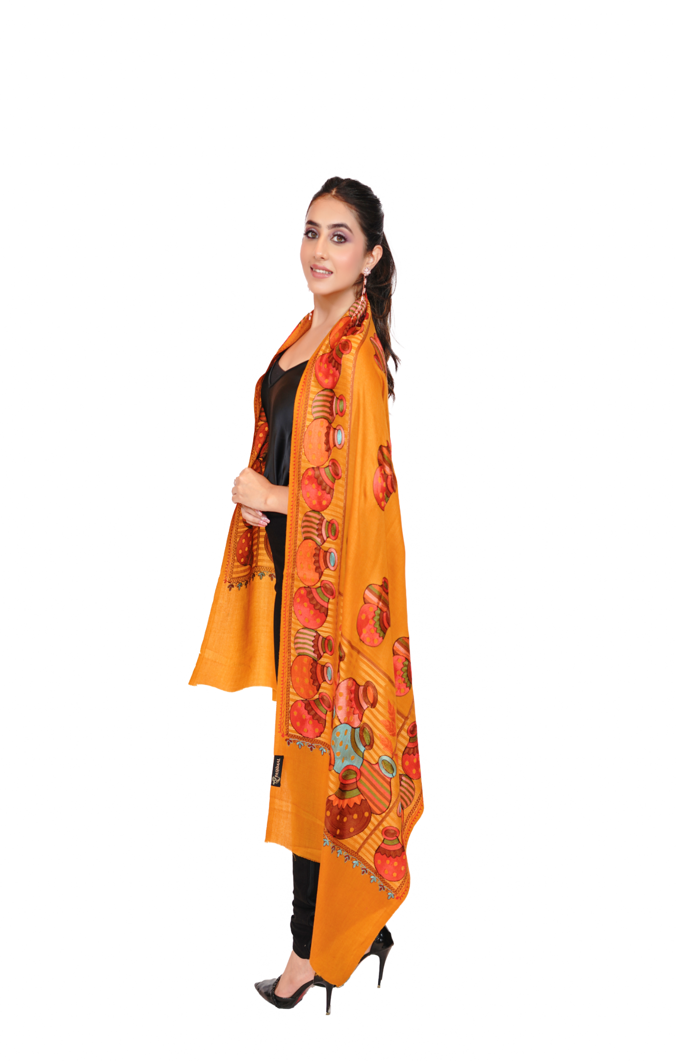 Wool Silk Embroidery Stole for Women - Rustic Charm