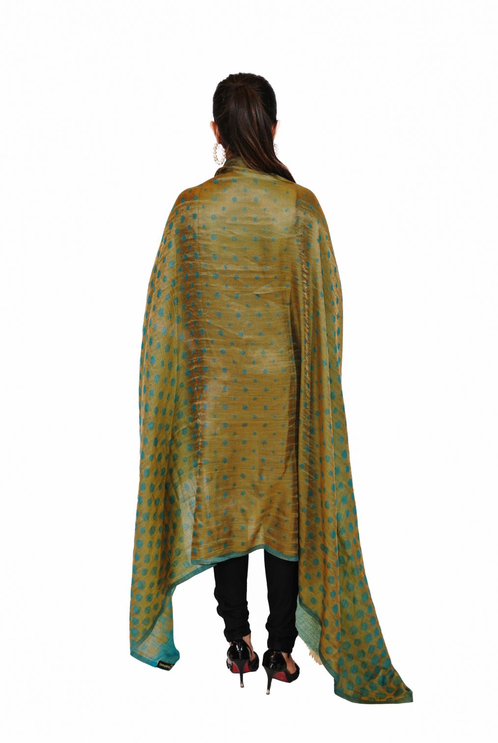 Women's Reversible Silk Blend Shawl with Zari Work -Icy Blue