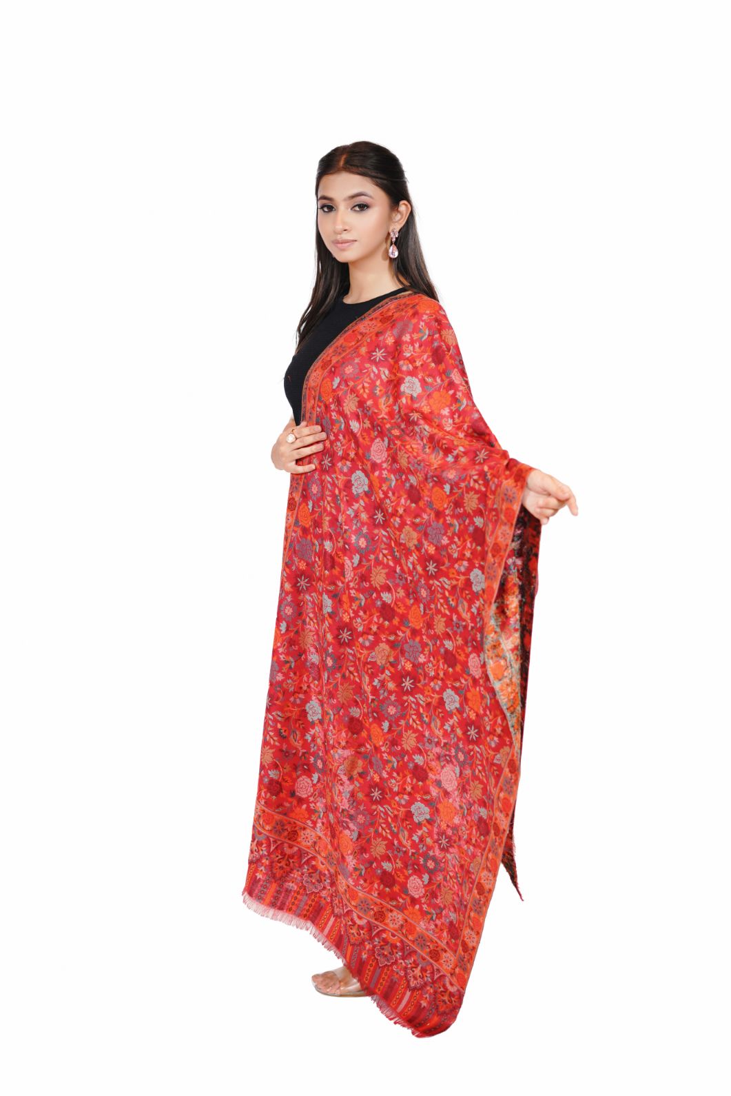 Antique Kashmiri Kani Stole for Women - Crimson Red