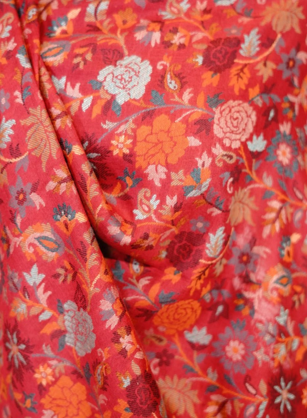 Antique Kashmiri Kani Stole for Women - Crimson Red