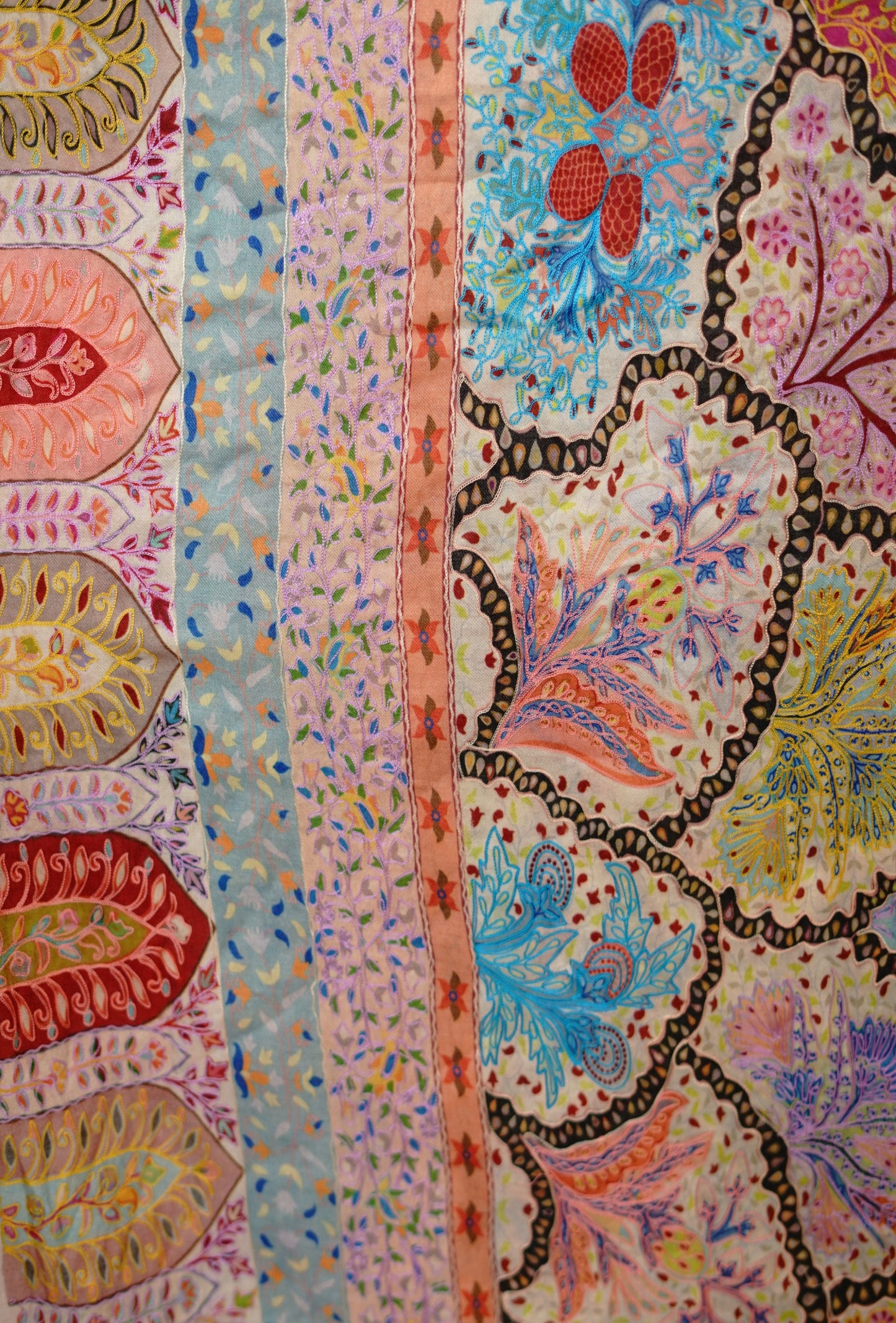 Heritage Pastel Hand Embroidered Printed Shawl for Women