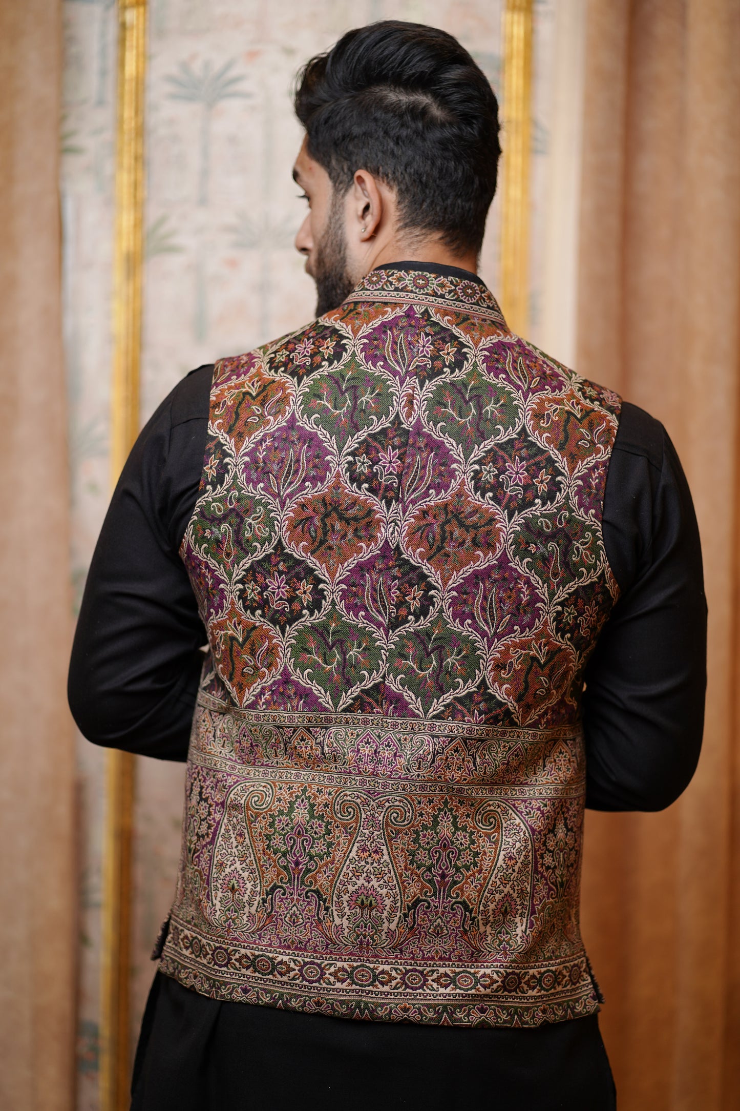 Unstitched Woollen Nehru Jacket for Men – Multicolor Fushion