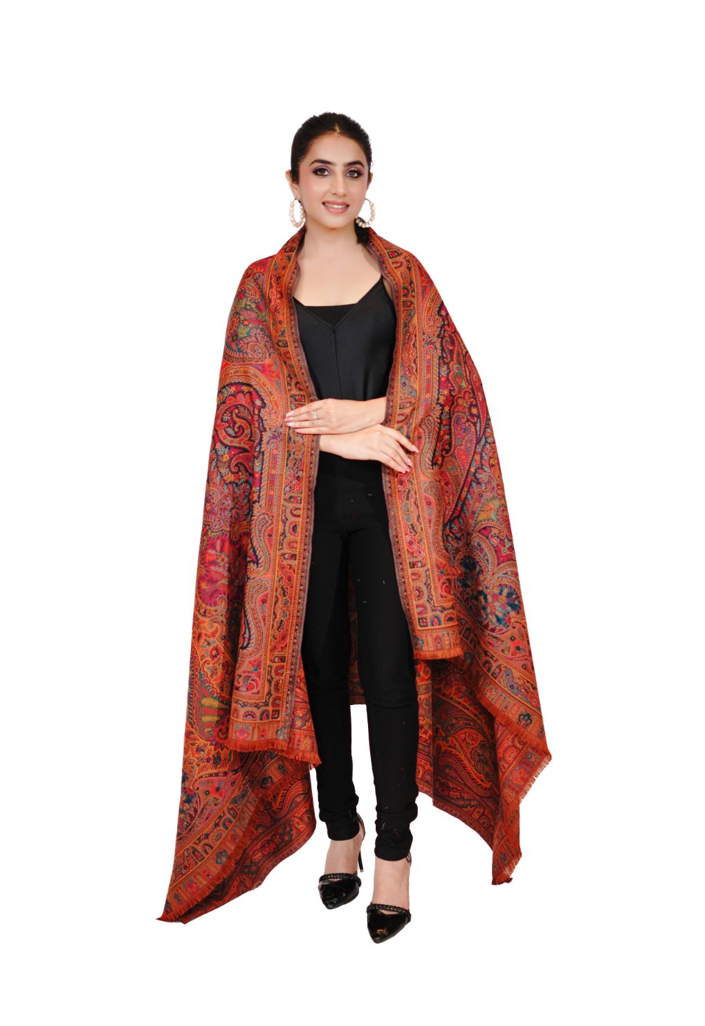 Pashmina Faux Multicolored Traditional Kalamkari Shawl for Women