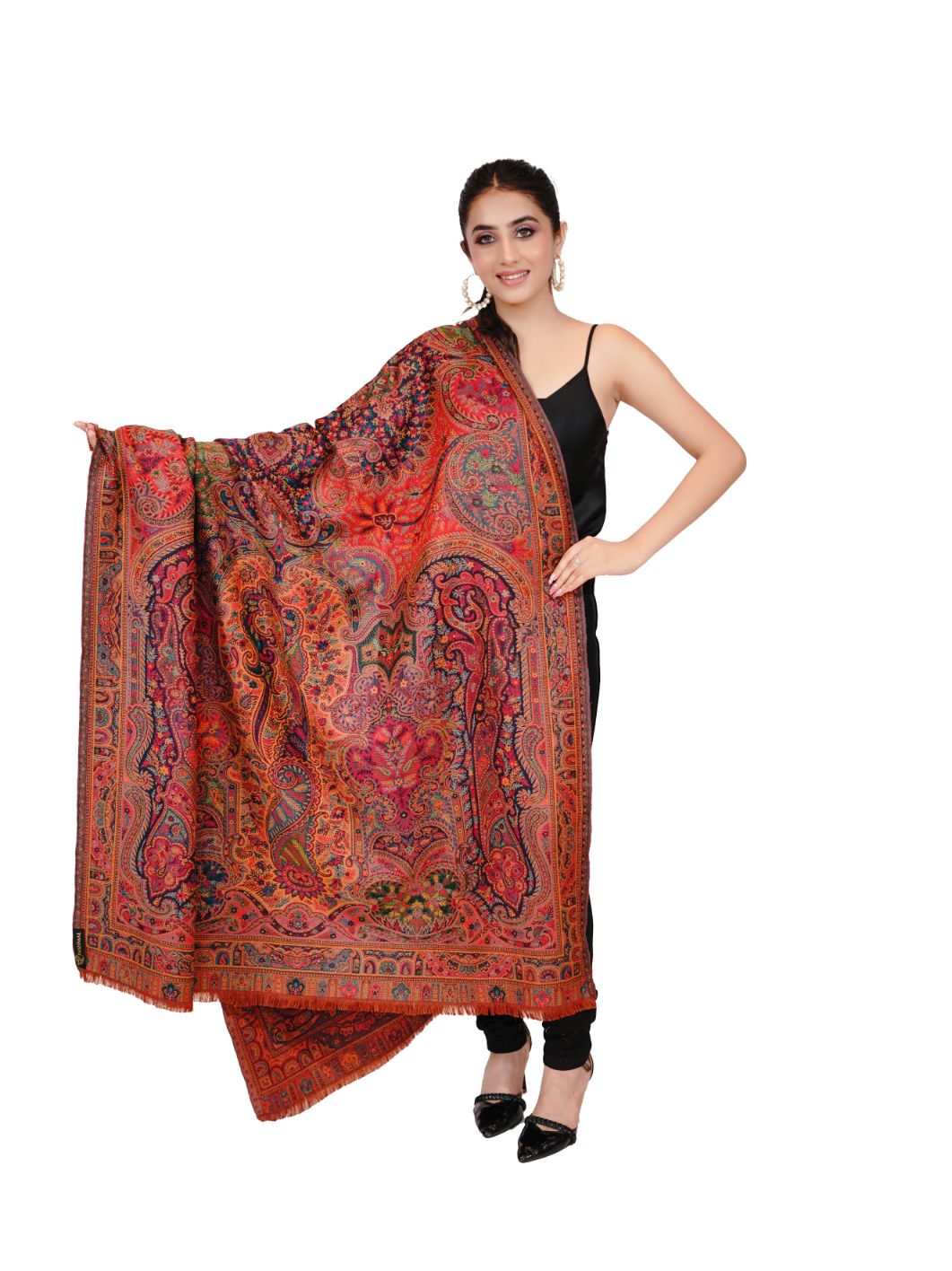 Pashmina Faux Multicolored Traditional Kalamkari Shawl for Women