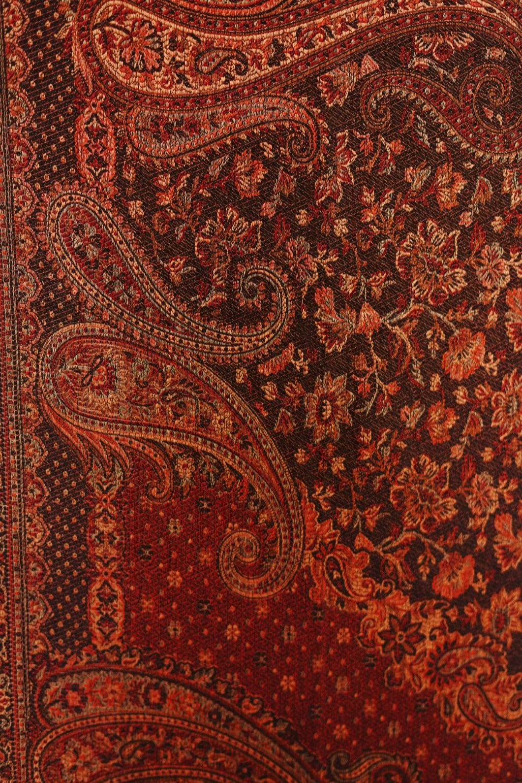Women's Traditional Pashmina Faux Shawl- Black & Maroon Mosaic