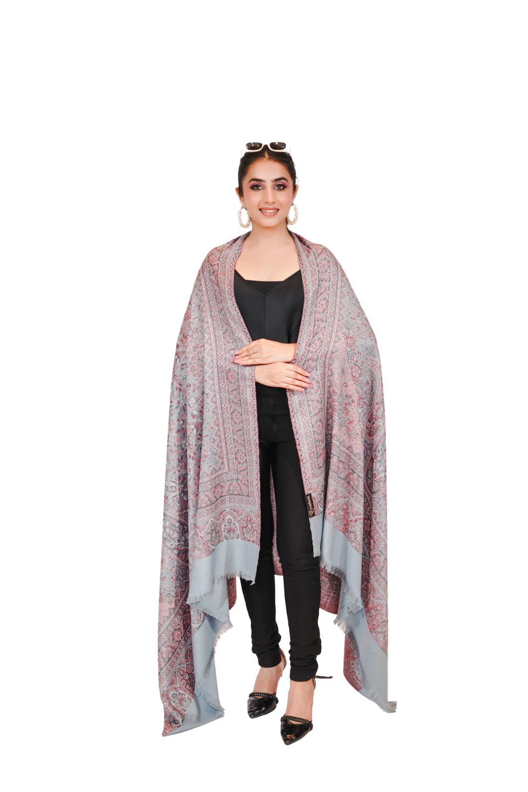 Women's Traditional Pashmina Faux Shawl- Subtle Grey
