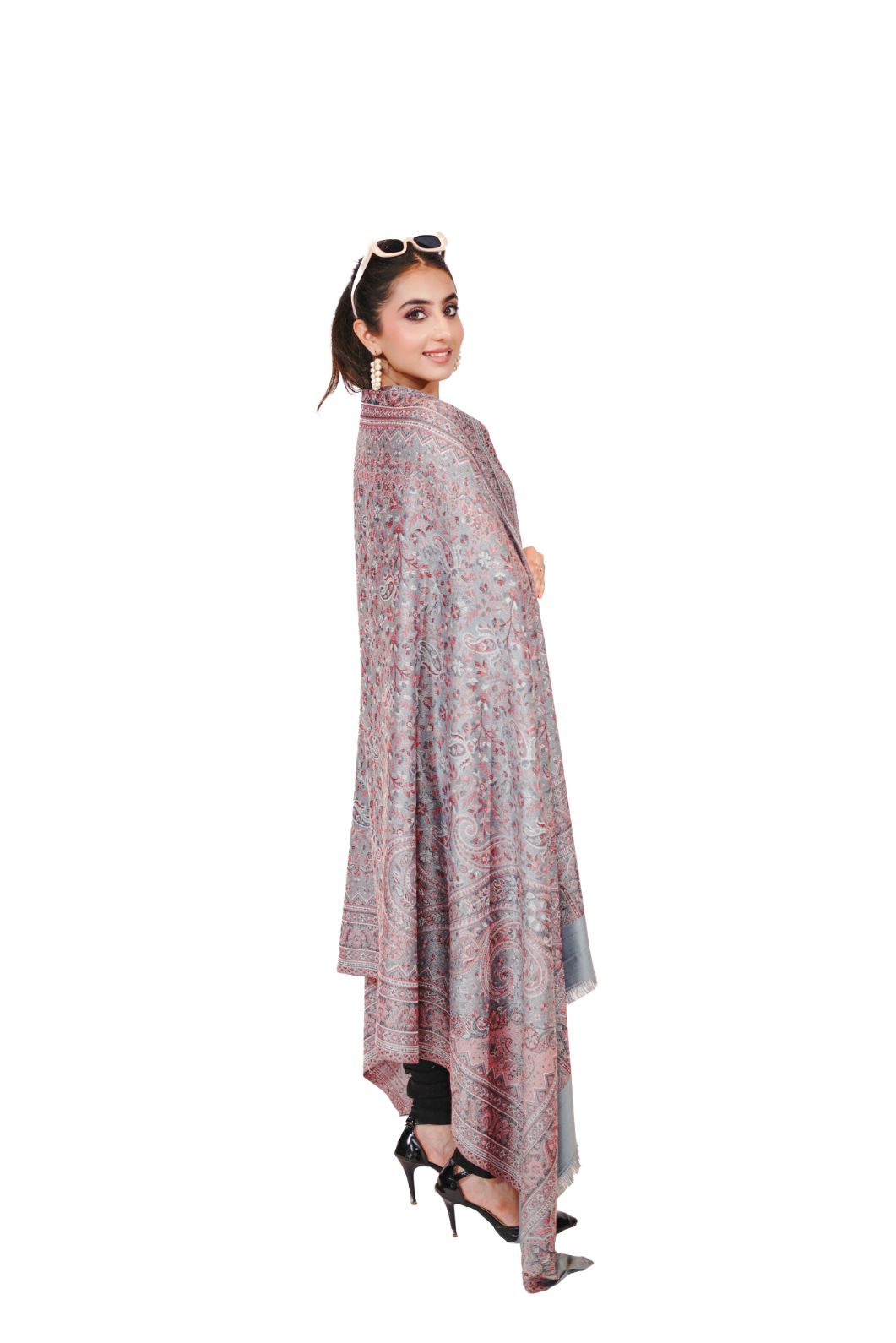 Women's Traditional Pashmina Faux Shawl- Subtle Grey