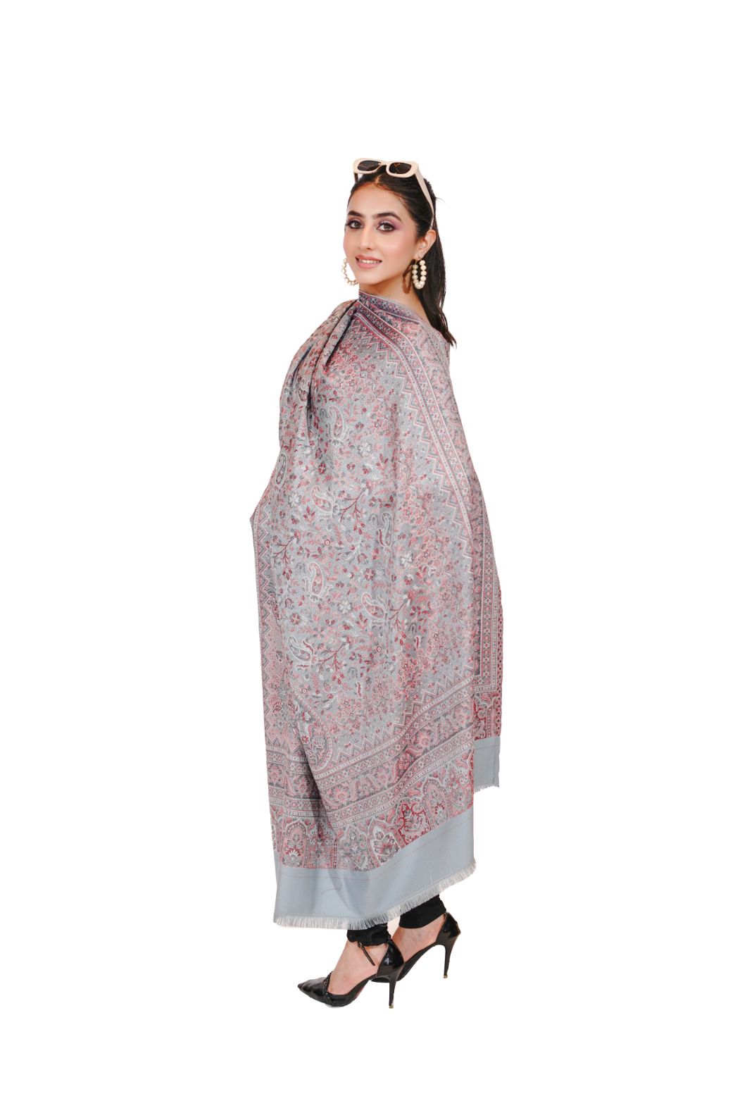 Women's Traditional Pashmina Faux Shawl- Subtle Grey