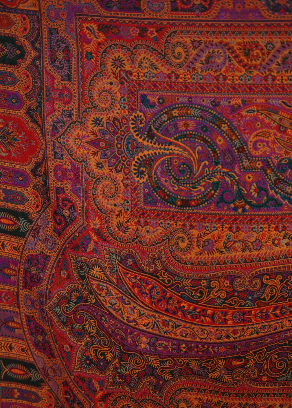 Pashmina Faux Rust Orange Traditional Kalamkari Shawl for Women
