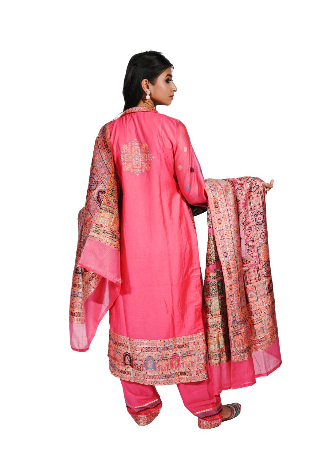 Traditional Kani Zari Suit For Women (Unstitched) - Romantic Pink