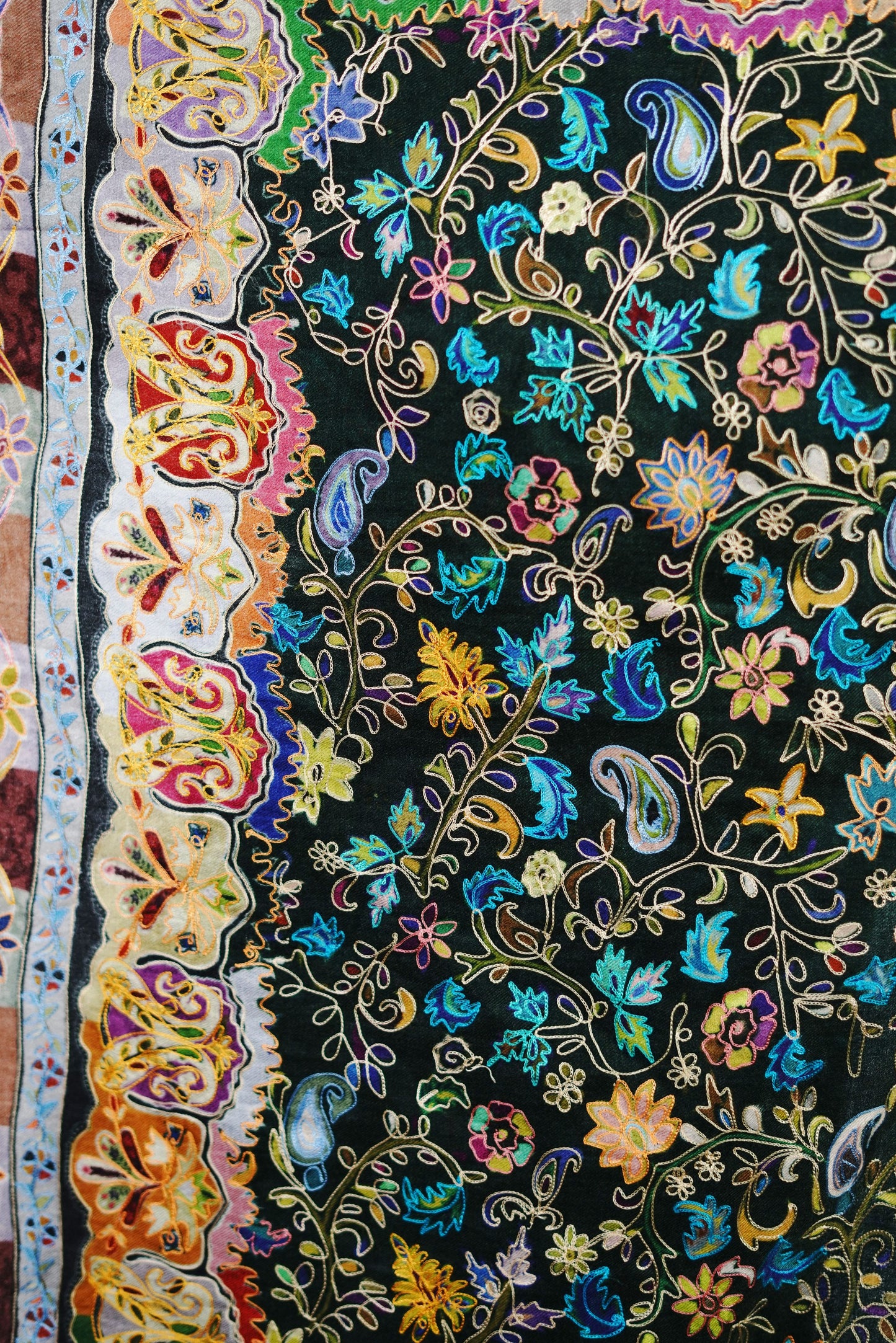 Heritage Black Embroidered Printed Shawl for Women