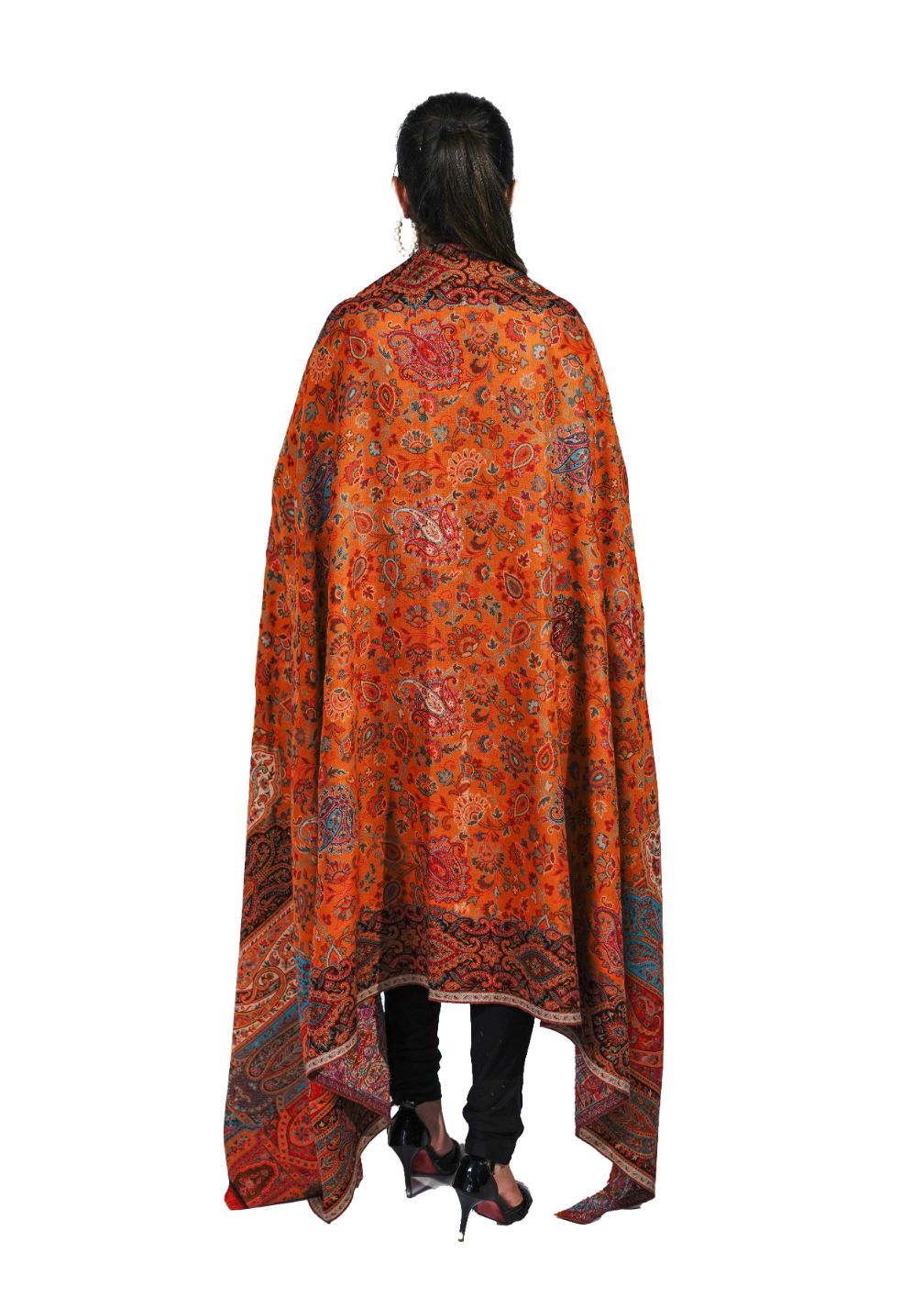 Pashmina Faux Gulabdar Traditional Kani Shawl - Amber Yellow