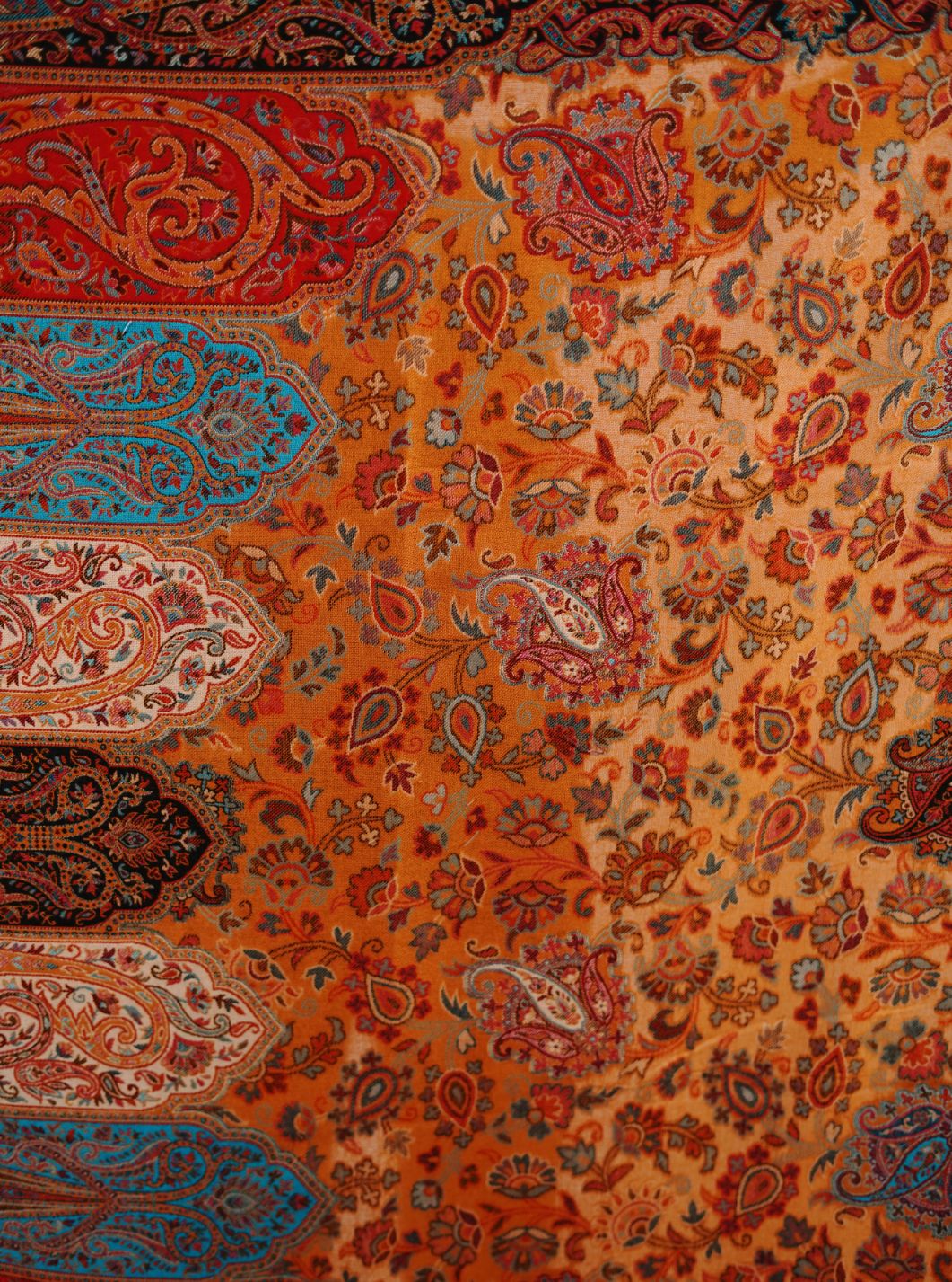 Pashmina Faux Gulabdar Traditional Kani Shawl - Amber Yellow
