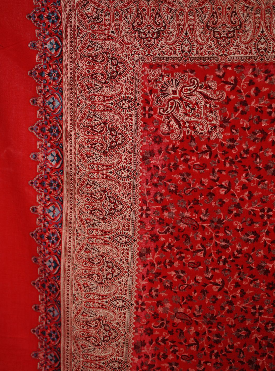 Pashmina Faux Traditional Jamawar Jaal Shawl - Crimson Red