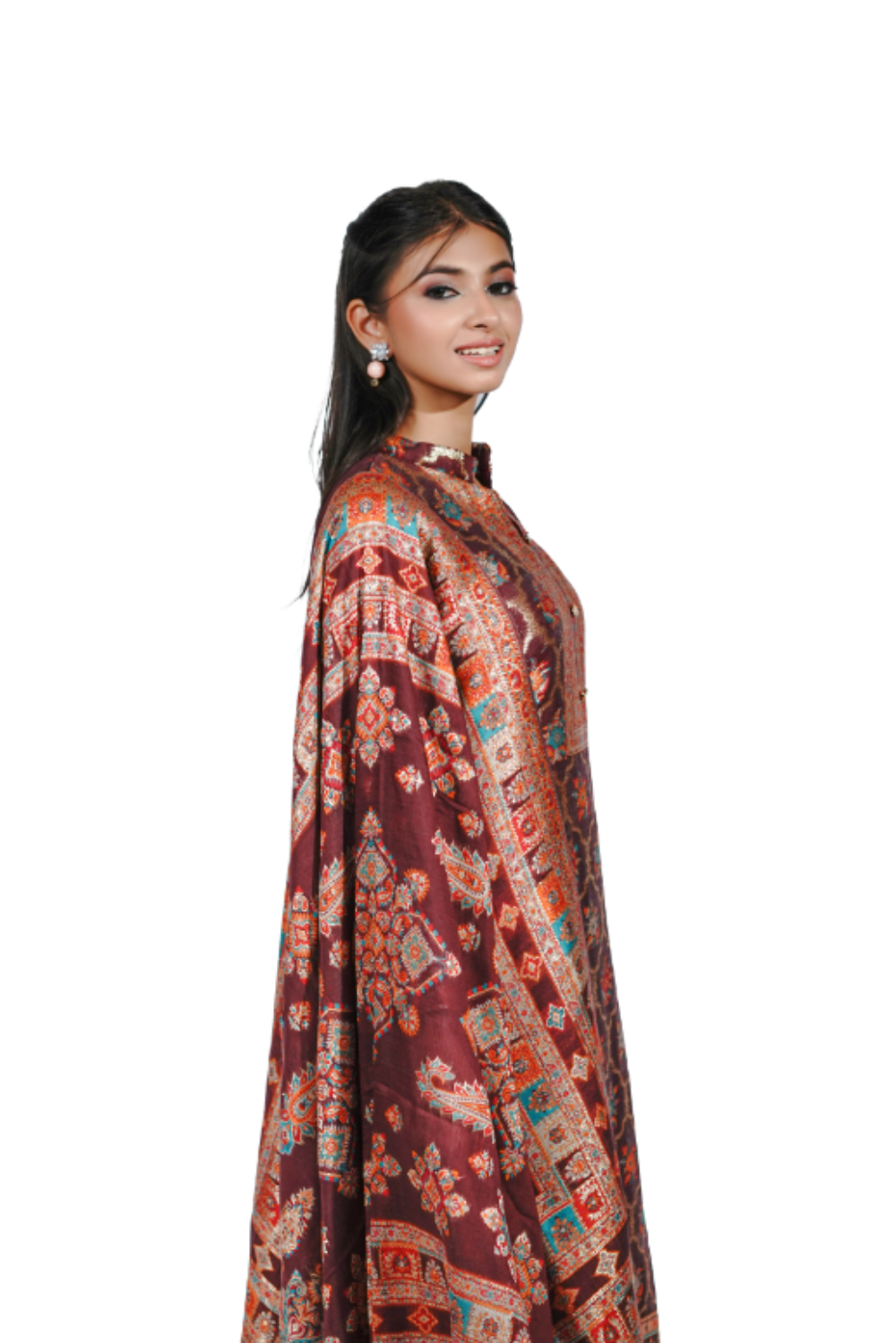 Traditional Kani Zari Suit For Women (Unstitched) - Rich Maroon