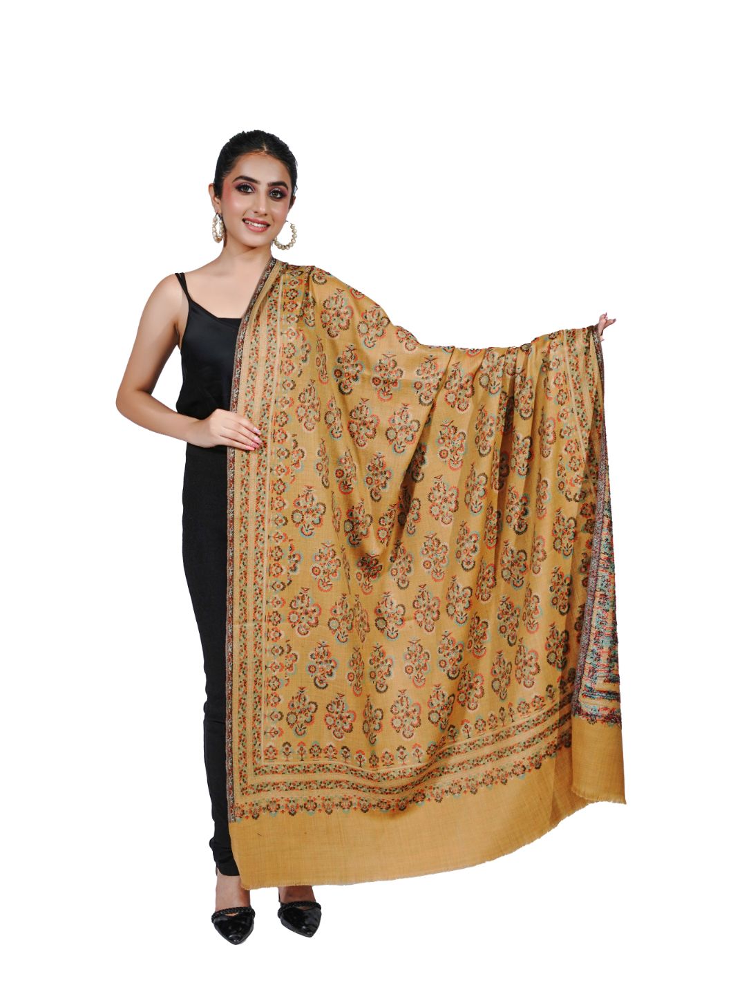 Women's Fine Wool Traditional Jamawar Kani Shawl - Yellow Hue