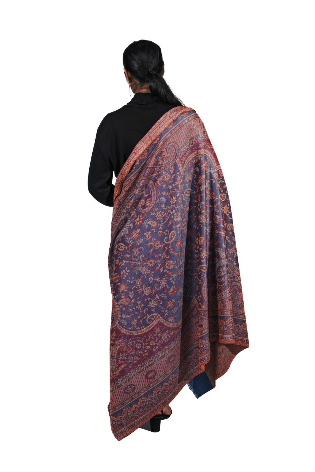 Women's Traditional Pashmina Faux Shawl- Blue Regalia