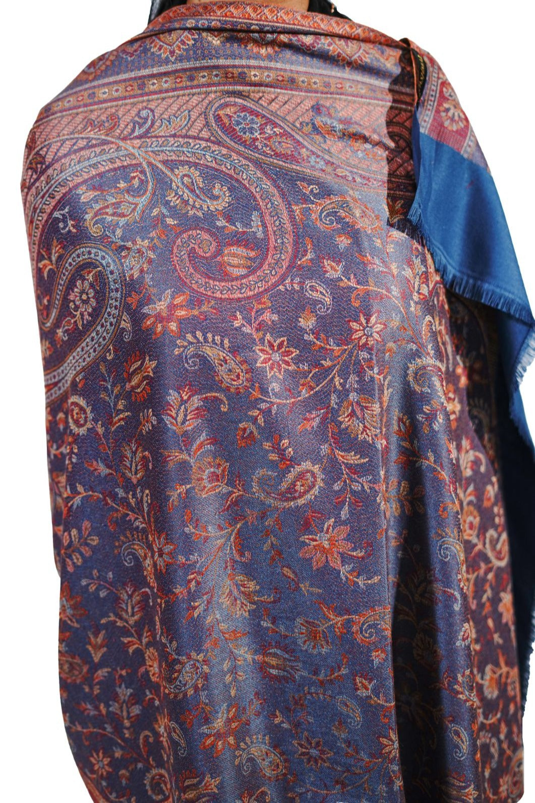 Women's Traditional Pashmina Faux Shawl- Blue Regalia
