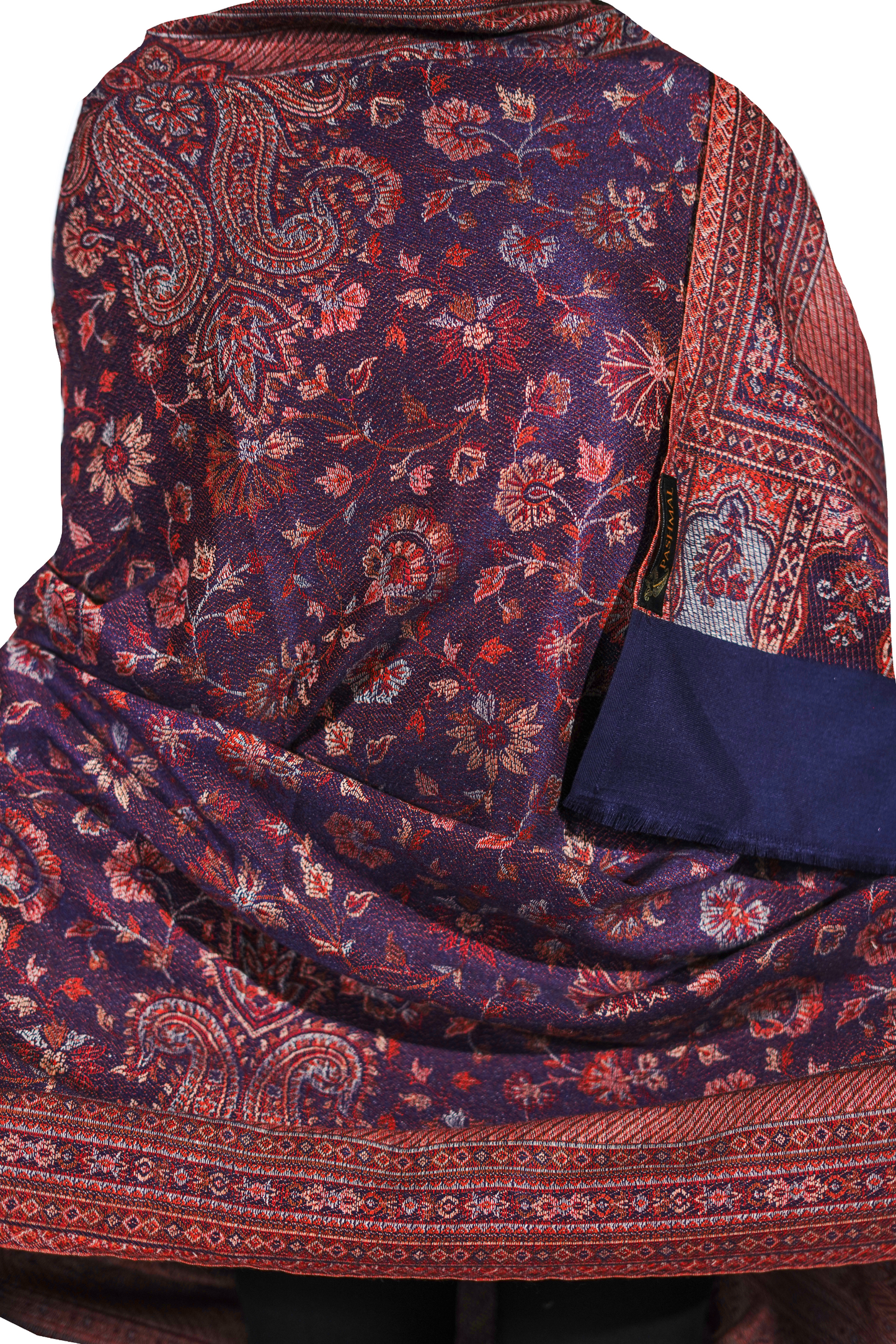 Women's Traditional Pashmina Faux Shawl- Blue Velvet