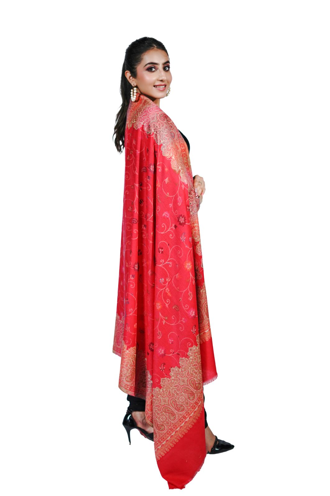 Pashmina Faux Traditional Jamawar Multy Shawl - Soft Pink