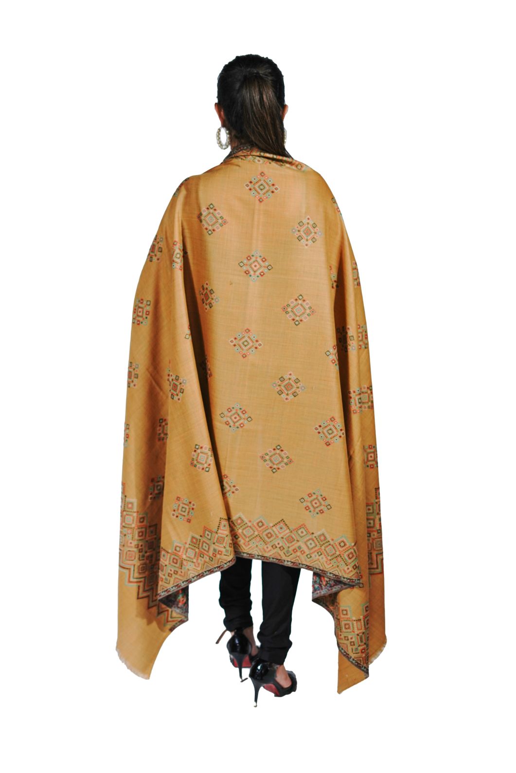Wool Blend Traditional Jamawar Kani Shawl for Women - Amber Yellow