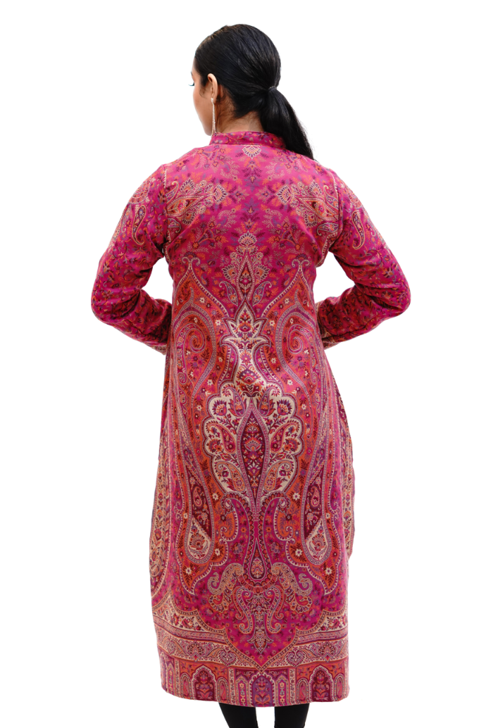Unstiched Vintage Jamawar Jacket for Women - Pretty Pink