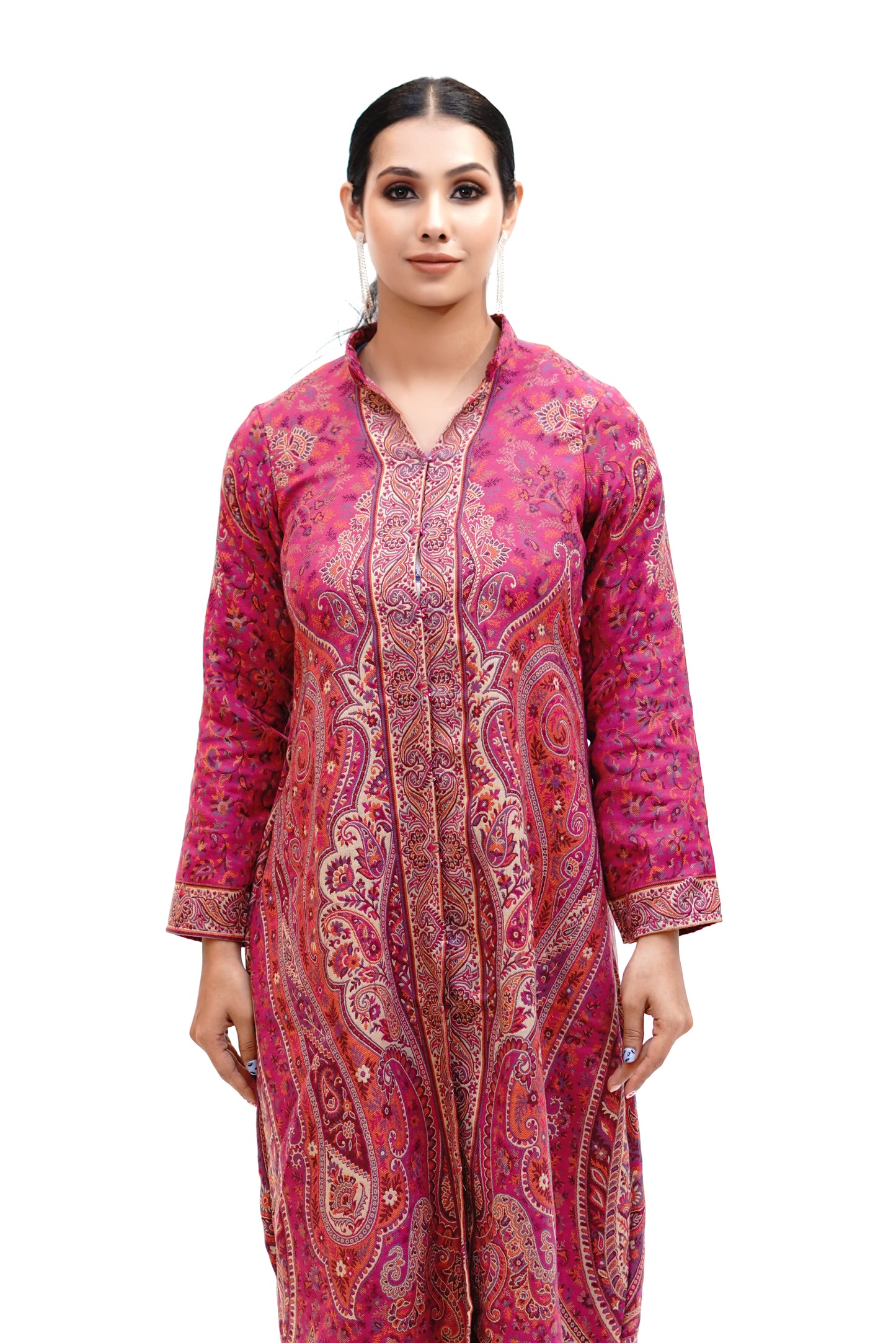 Unstiched Vintage Jamawar Jacket for Women - Pretty Pink
