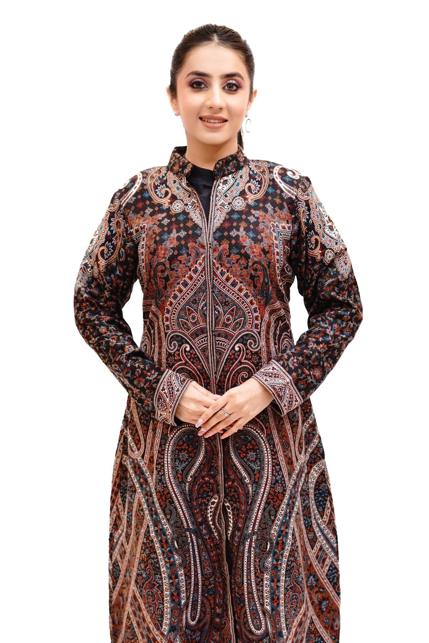 Unstiched Vintage Jamawar Jacket for Women - Chic Black