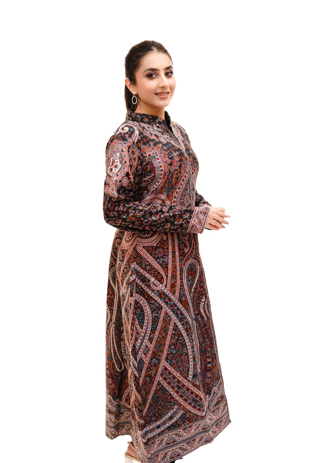 Unstiched Vintage Jamawar Jacket for Women - Chic Black