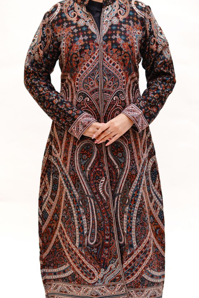 Unstiched Vintage Jamawar Jacket for Women - Chic Black