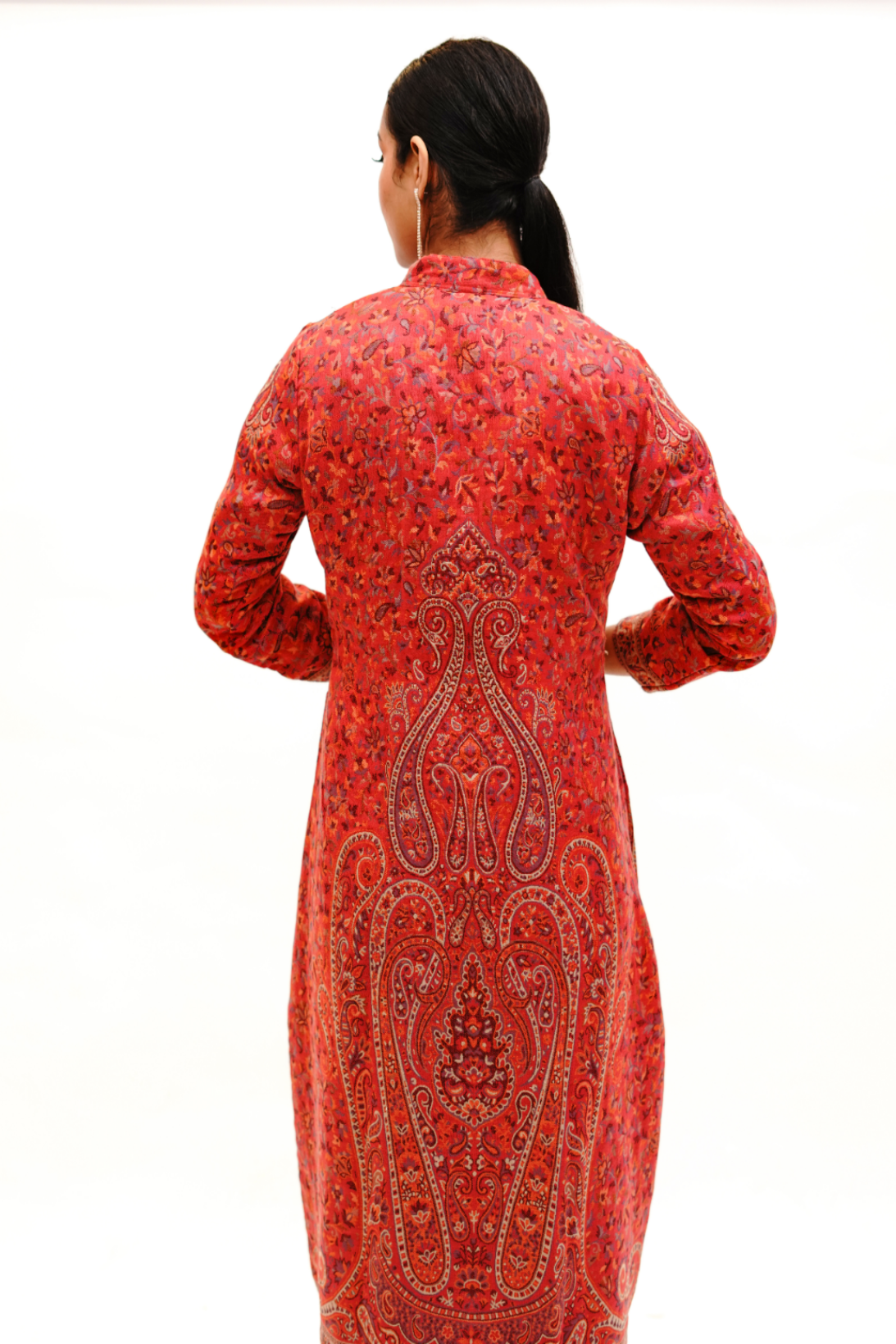 Unstiched Vintage Jamawar Jacket for Women - Urban Red