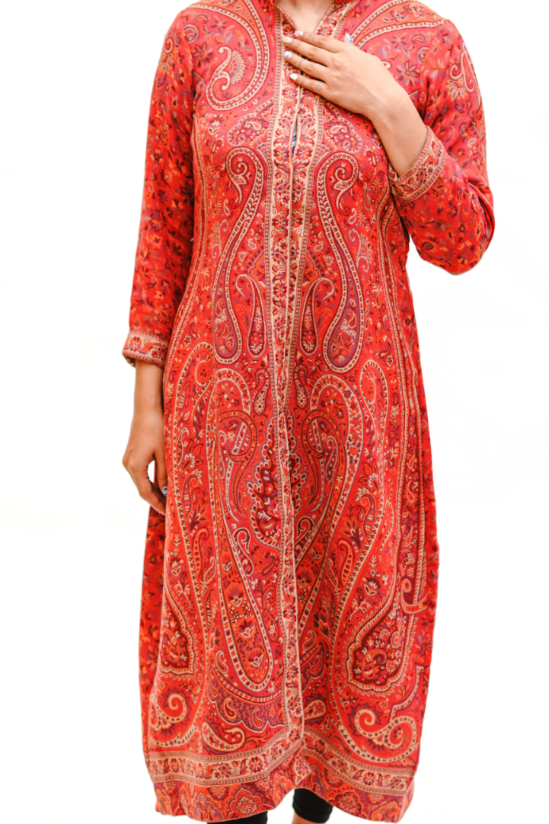 Unstiched Vintage Jamawar Jacket for Women - Urban Red