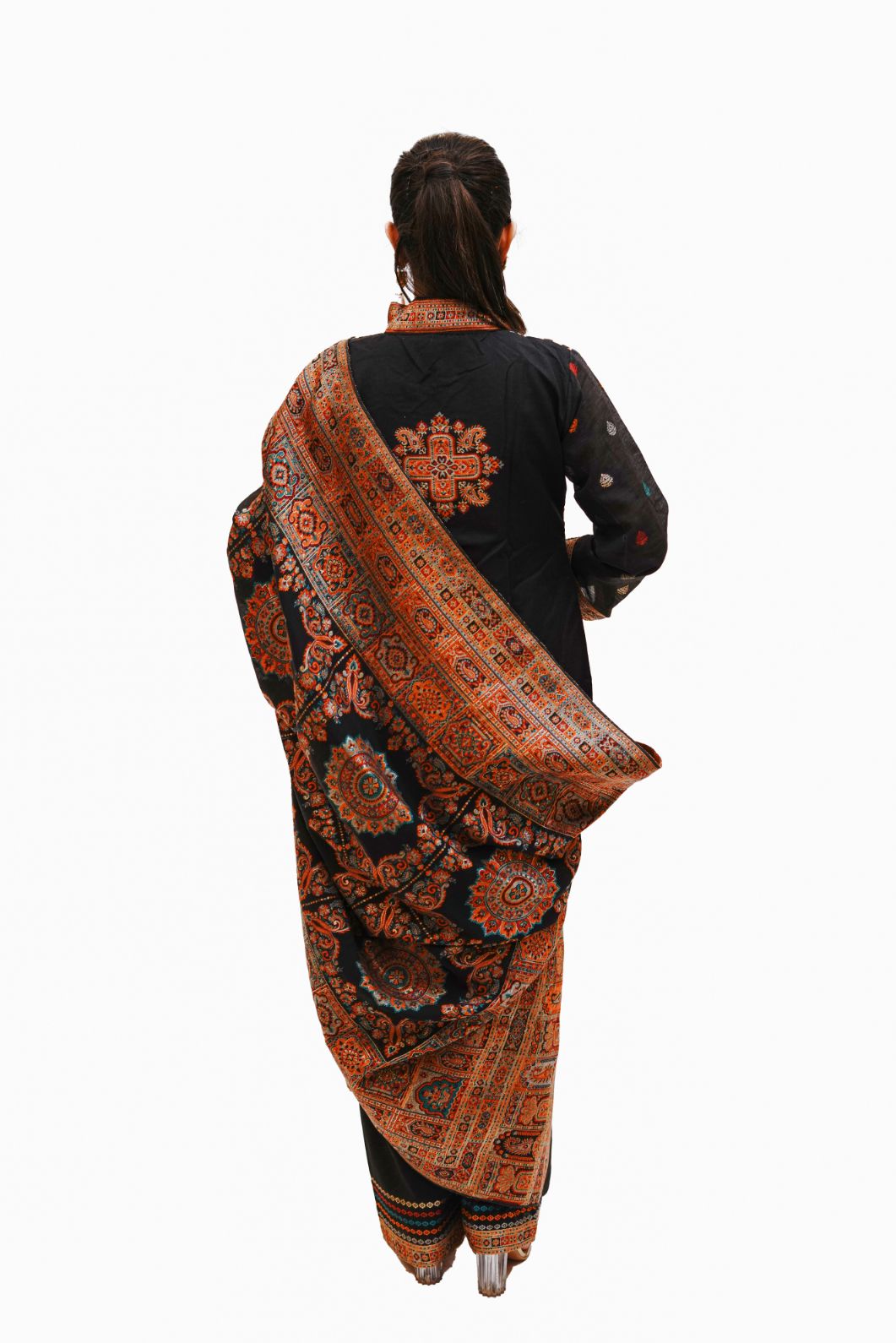 Traditional Kani Zari Suit For Women (Unstitched) - Dramatic Black
