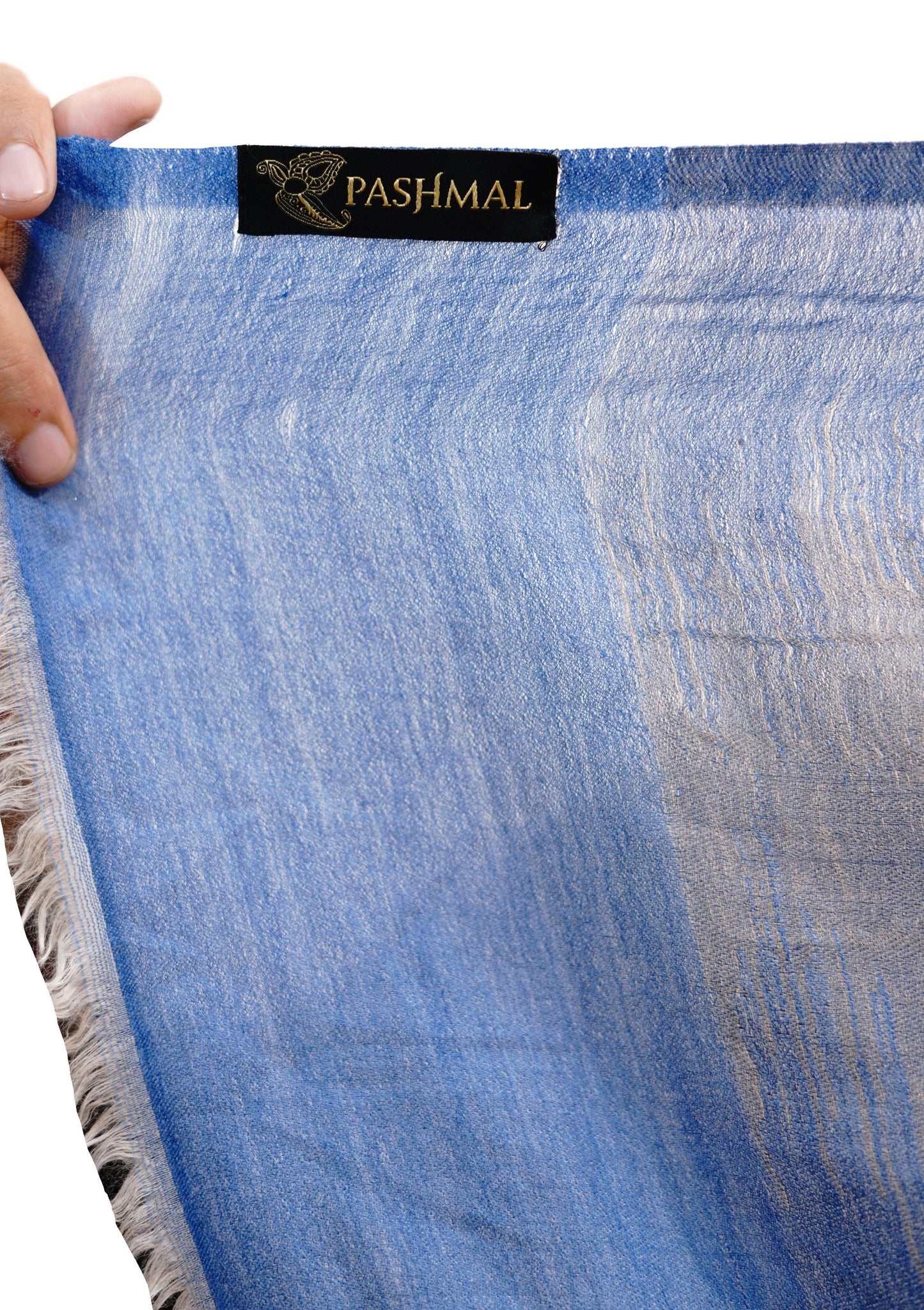 Woollen Zari Stole for Men - Icy Blue | Extra Soft & Warm