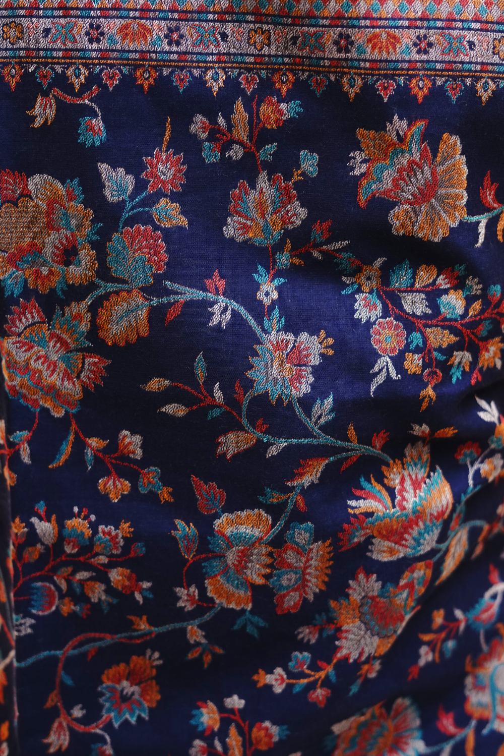 Zari-Embellished Soft-Bamboo Shawl for Men - Royal Blue