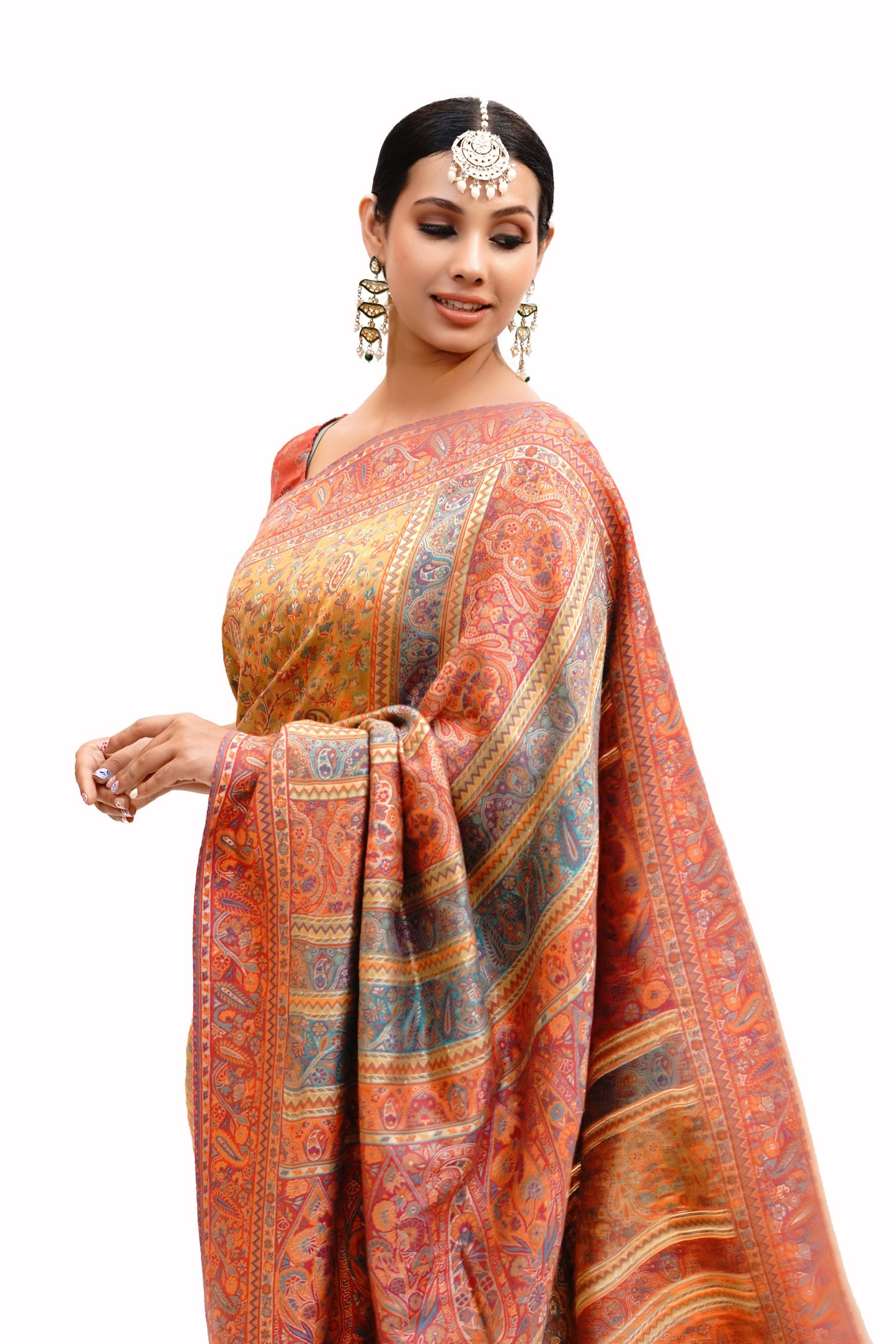 Mughal Darbaar Inspired Extra Fine Amber Ethnic Weave Saree