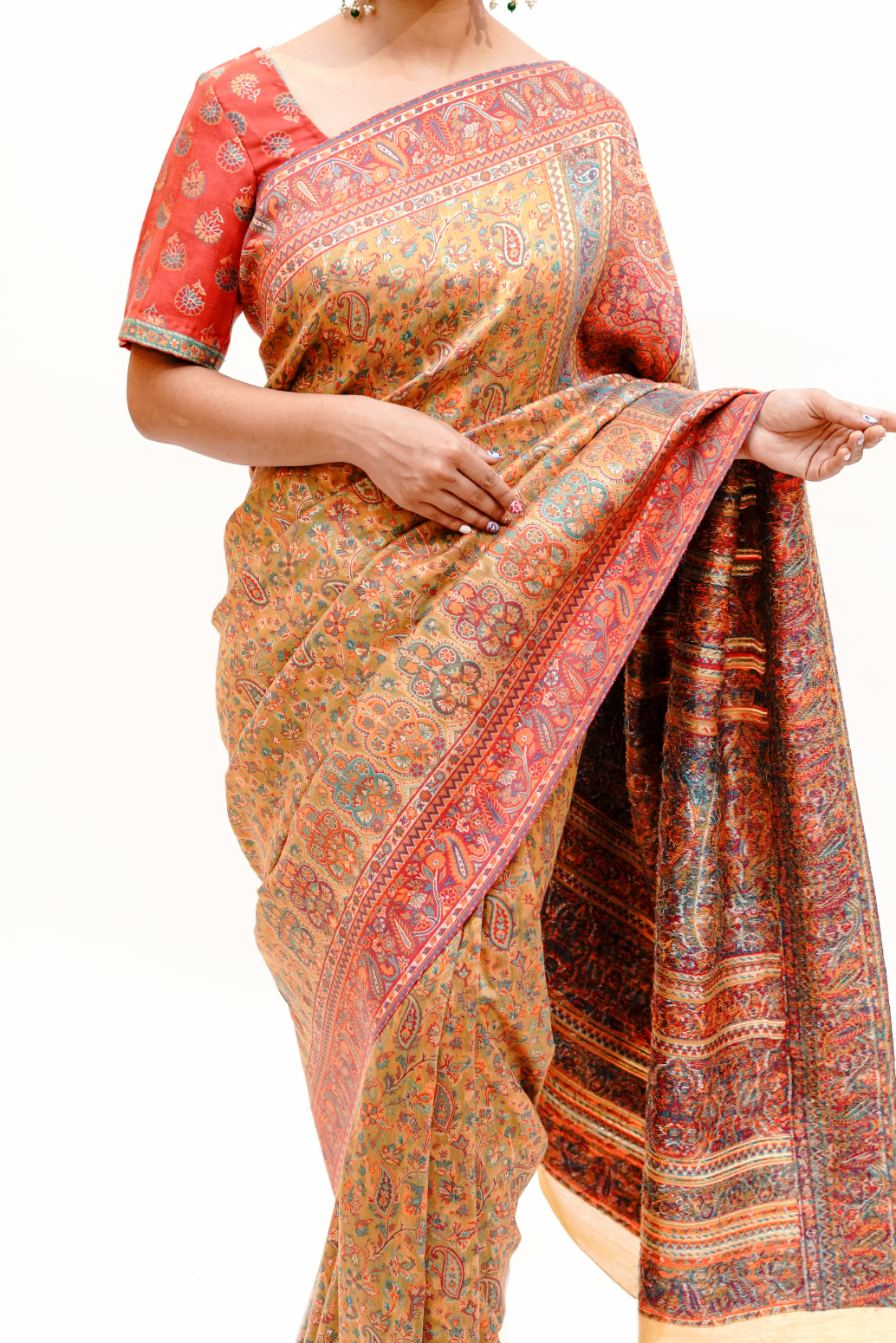 Mughal Darbaar Inspired Extra Fine Amber Ethnic Weave Saree