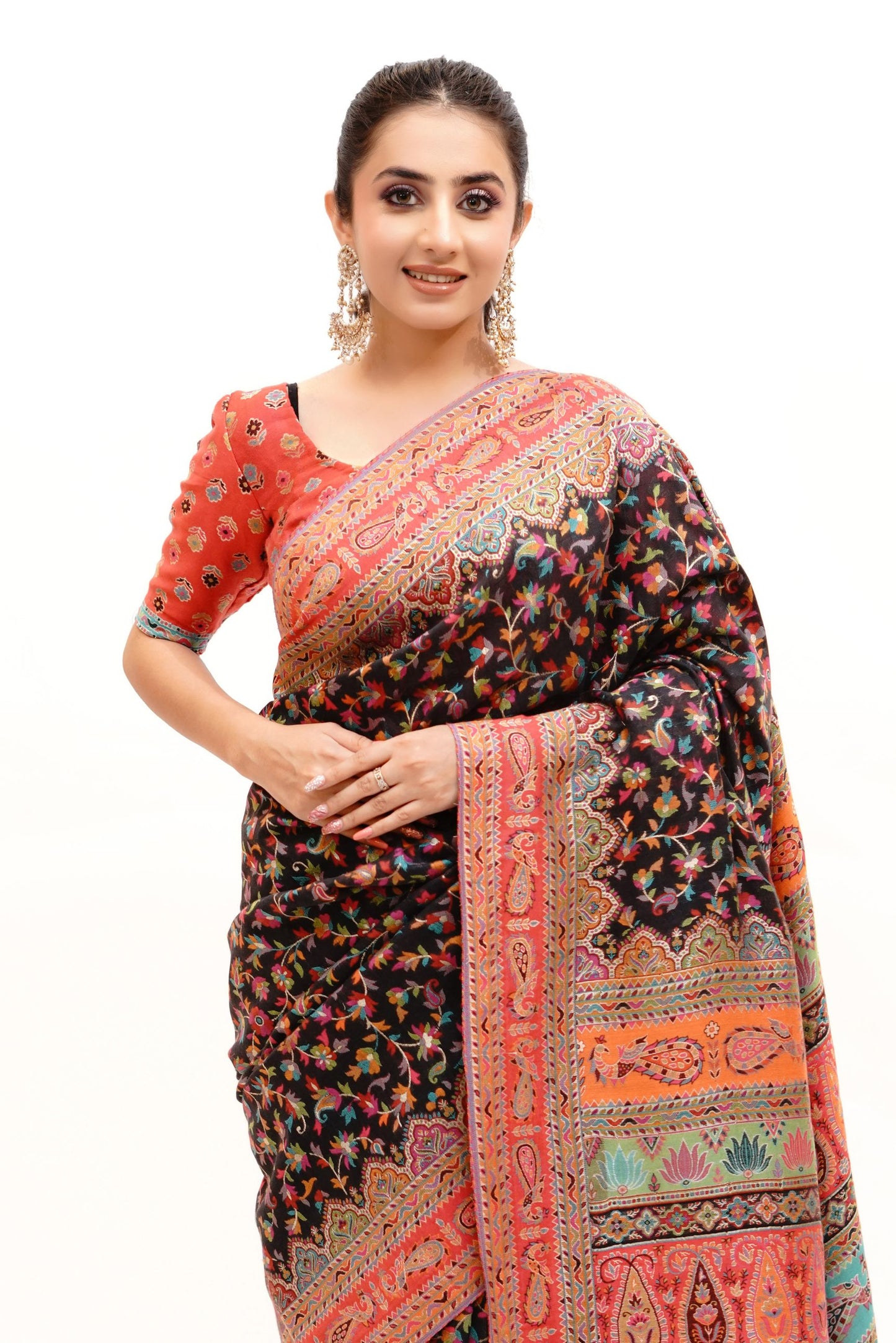Mughal Darbaar Inspired Extra Fine Royal Black Ethnic Weave Saree