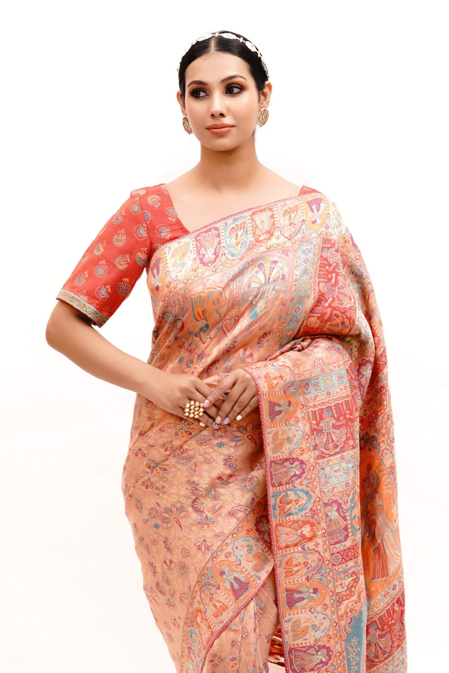 Mughal Darbaar Inspired Extra Fine Pastel Ethnic Weave Saree