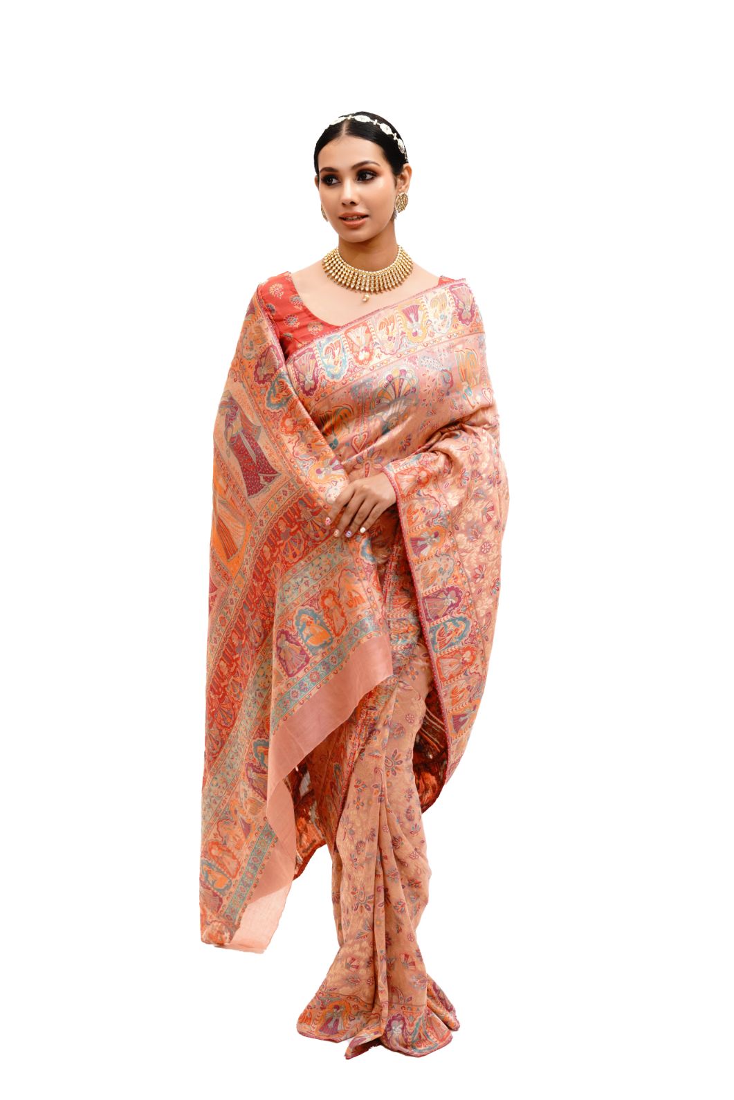 Mughal Darbaar Inspired Extra Fine Pastel Ethnic Weave Saree
