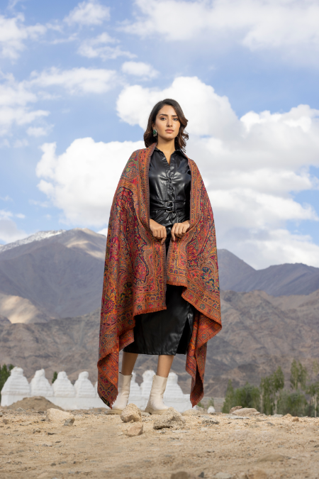 Pashmina Faux Multicolored Traditional Kalamkari Shawl for Women