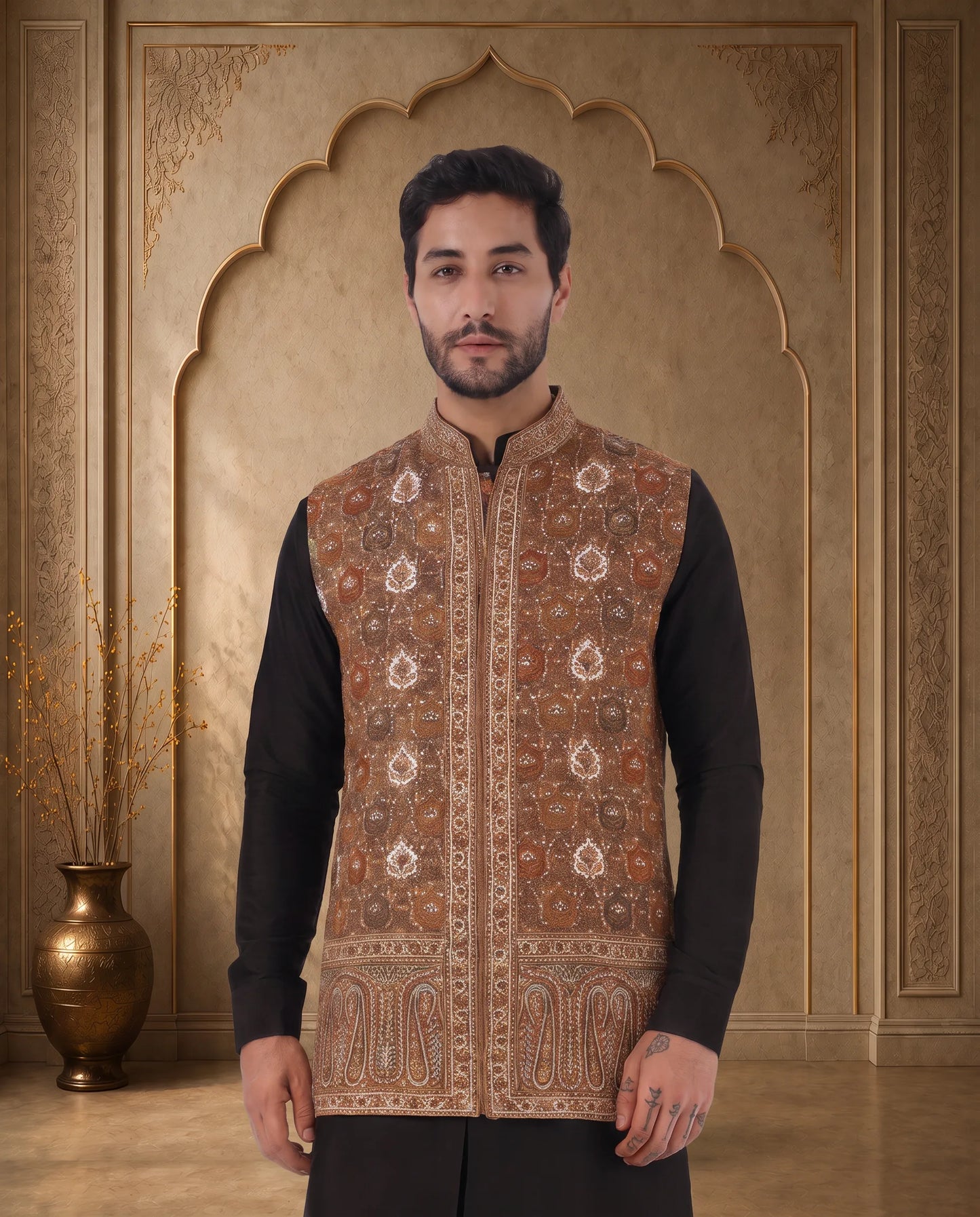 Zayan Tan Heritage Nehru Jacket