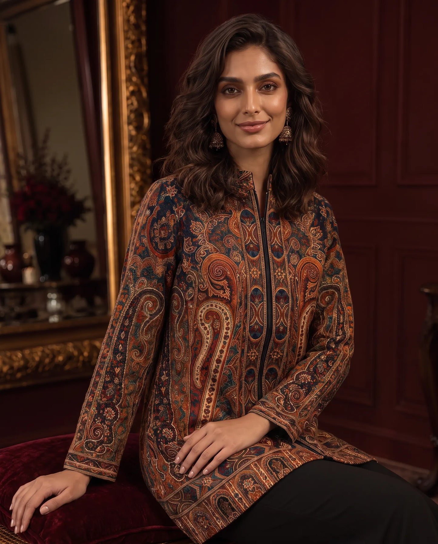Aarzoo Midnight Paisley Short Jacket for Women