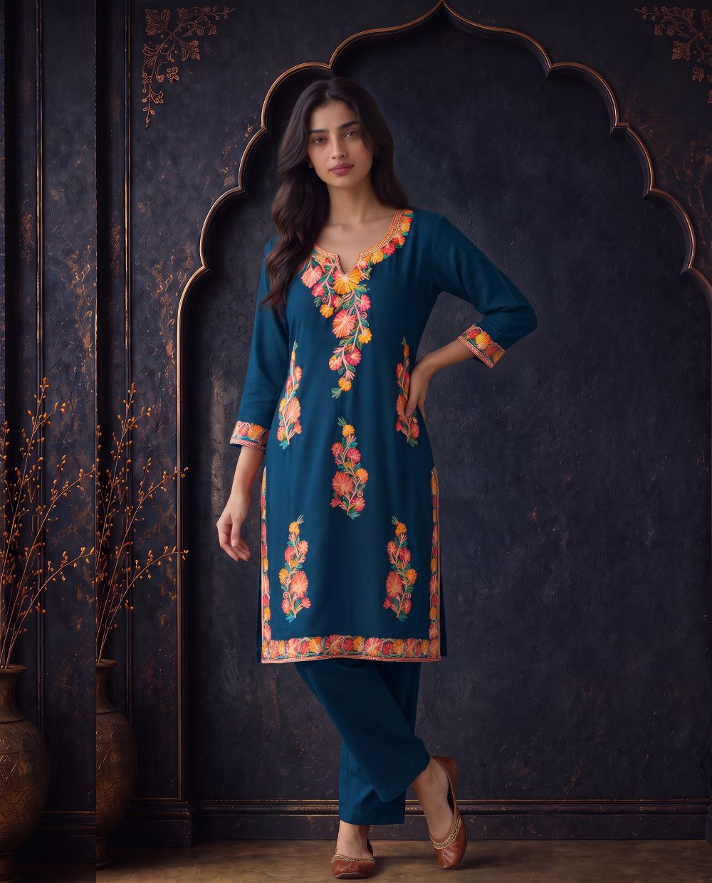 Black Kashmiri Embroidered Pheran