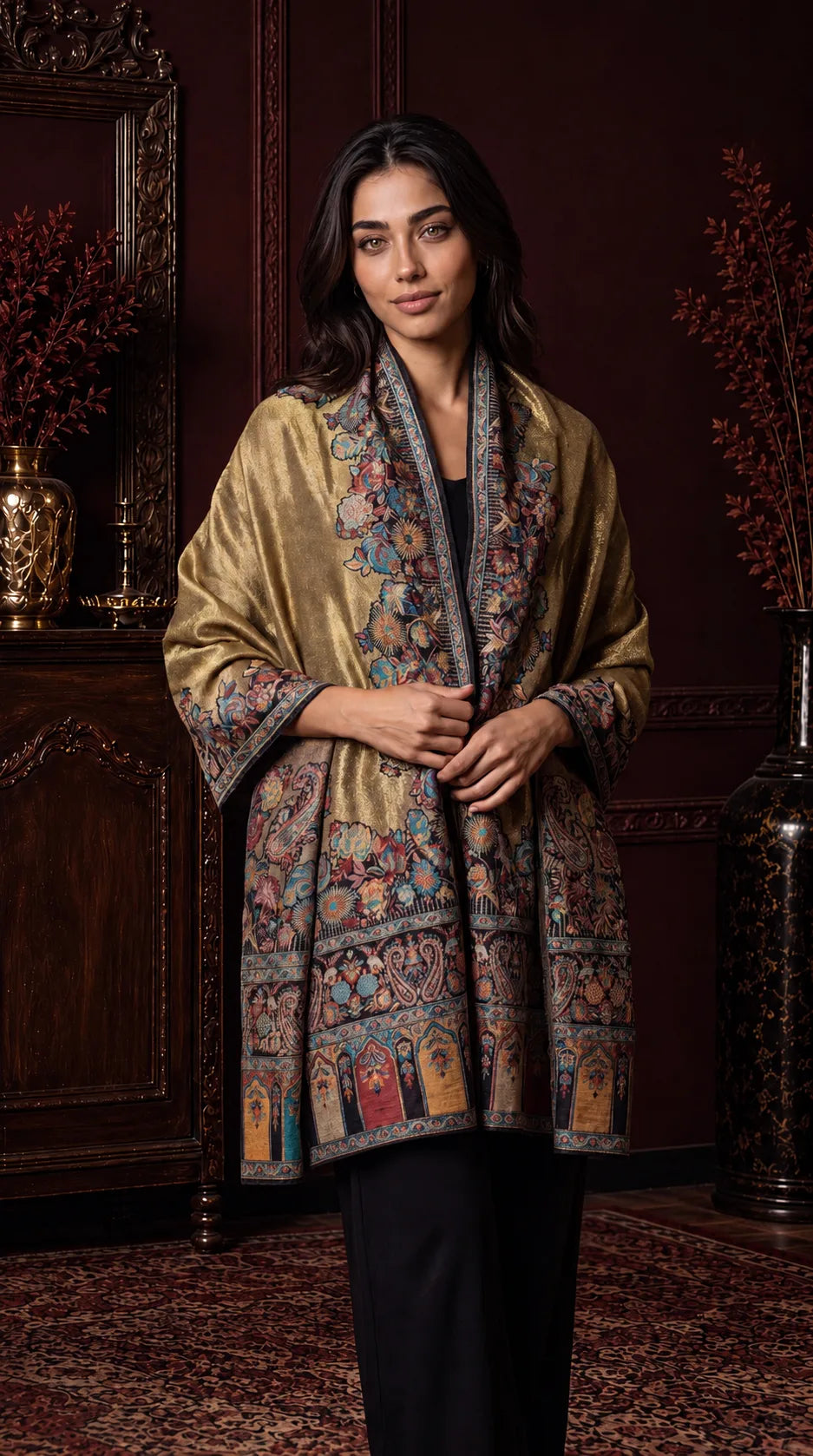 Golden Heritage Moonlight Zari Shawl