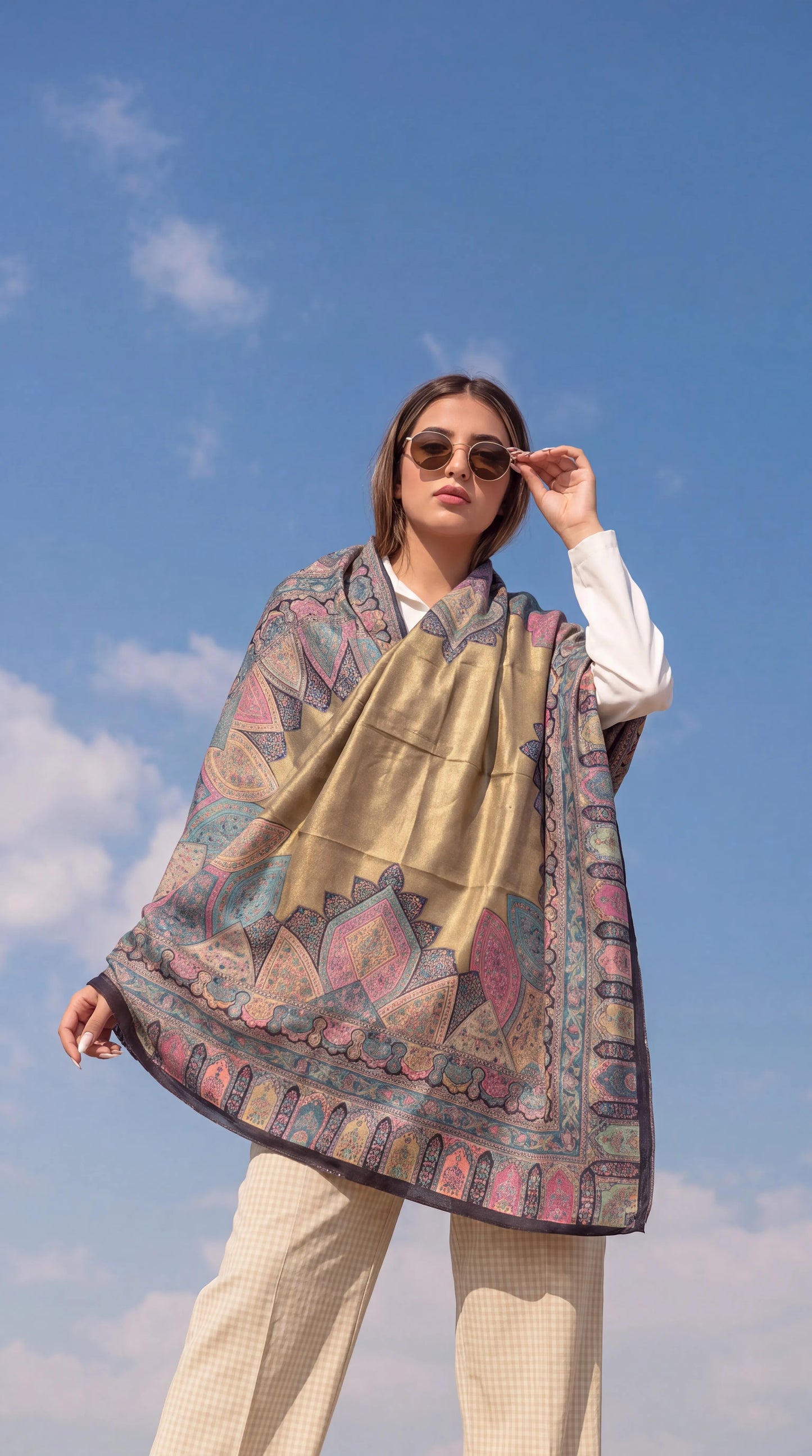 Golden Heritage Moonlight Zari Shawl
