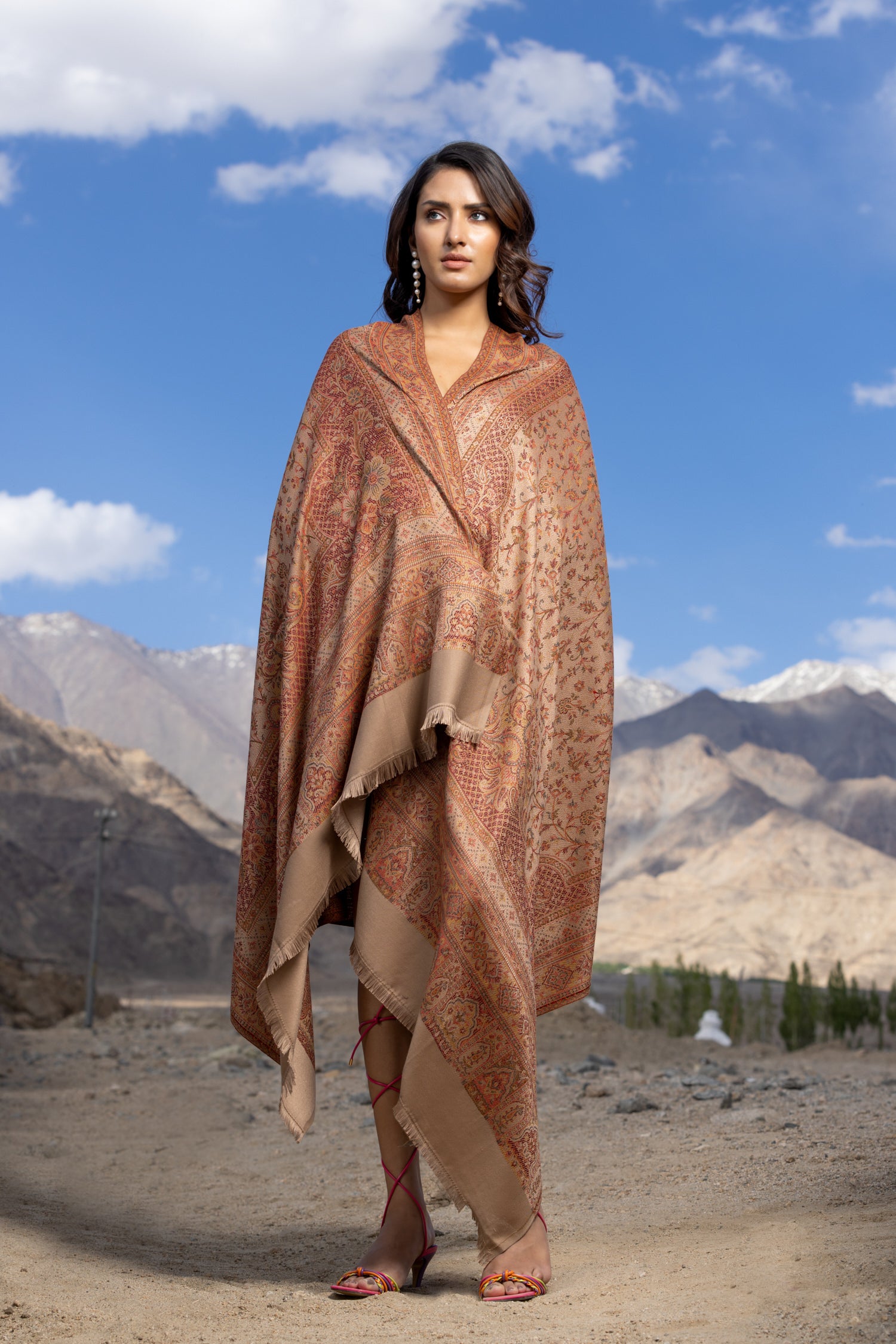 Women's Traditional Pashmina Faux Shawl- Bare Beauty