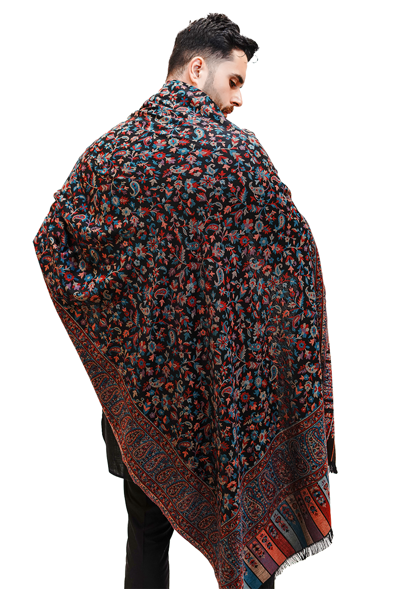 Men’s Fine Wool Blend Traditional Jamawar Kani Shawl – Multicolored Affair
