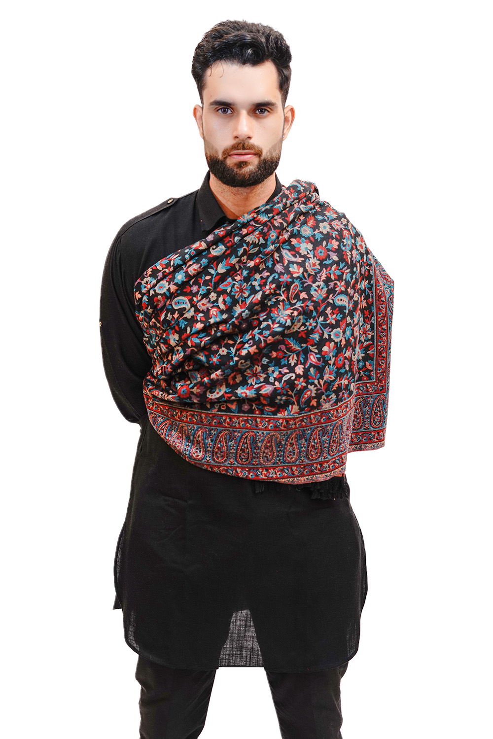 Men’s Fine Wool Blend Traditional Jamawar Kani Shawl – Multicolored Affair