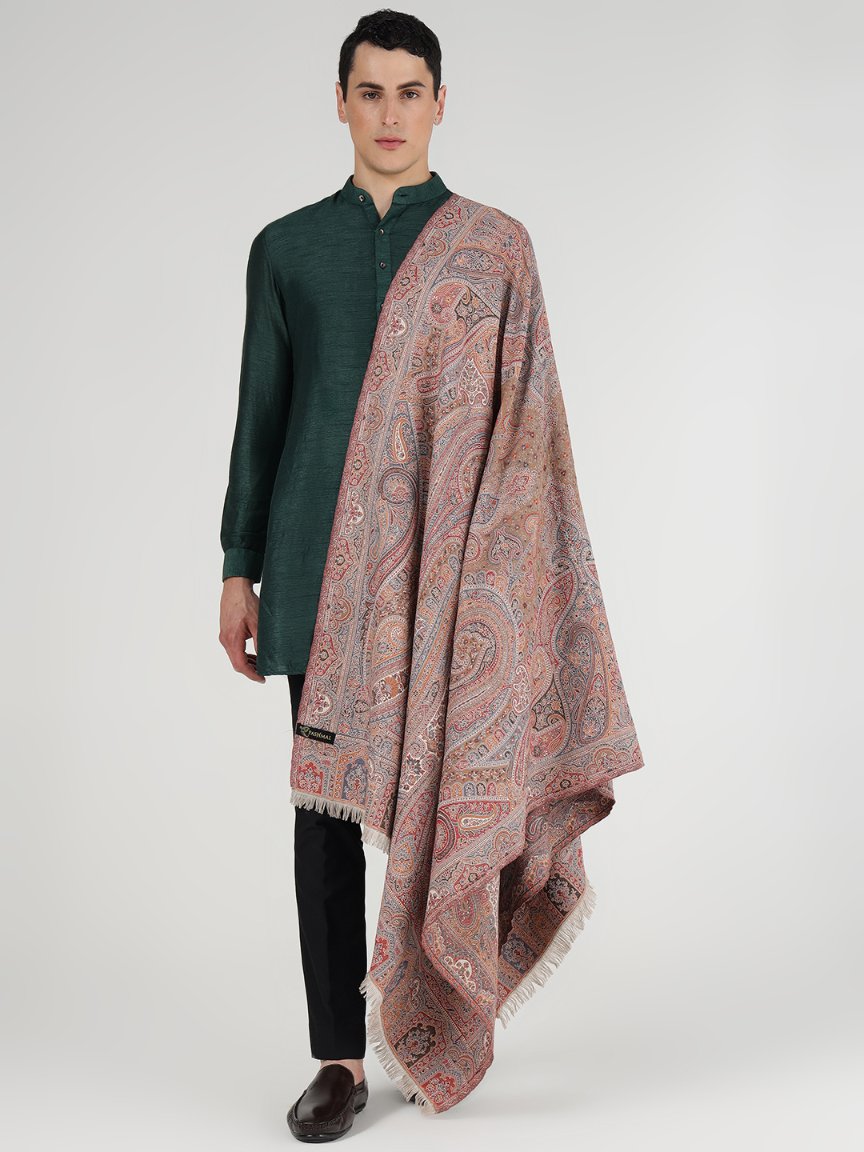 Faux Pashmina Traditional Kalamkari Shawl – Emerald Intrigue